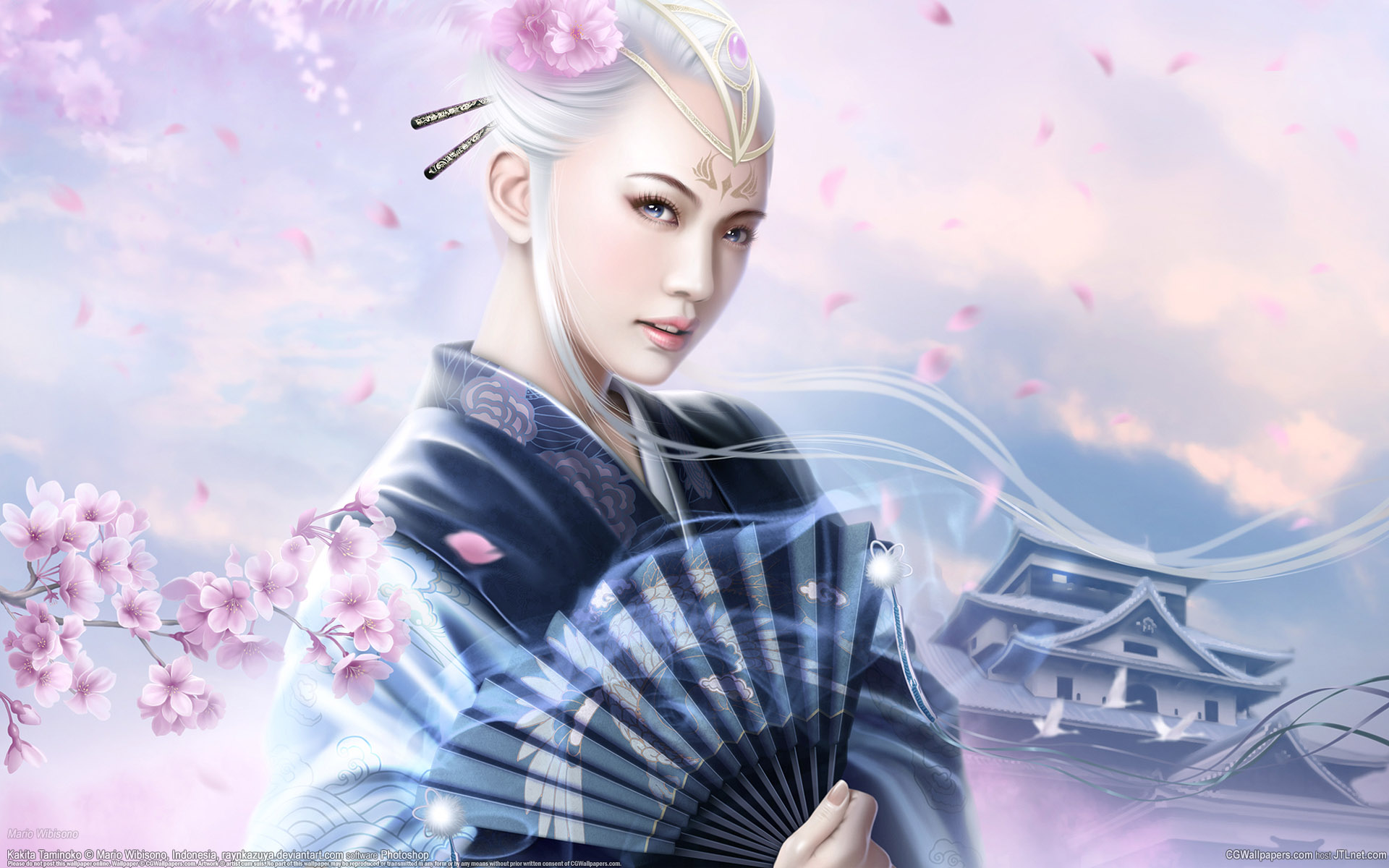 Blossom Fan Geisha Legend Of The Five Rings White Hair Woman 1920x1200
