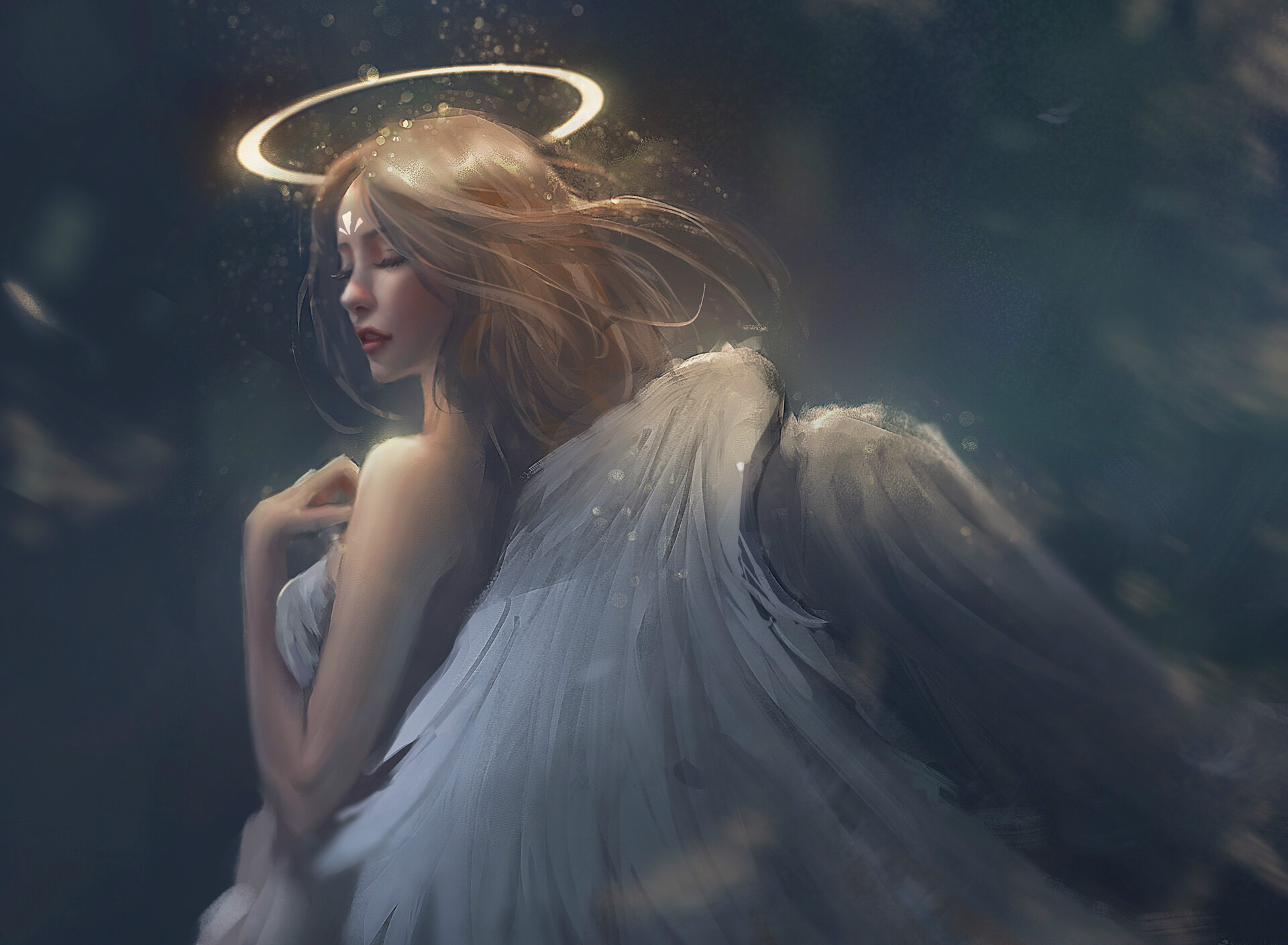 Angel Halo Wings Woman 1920x1408