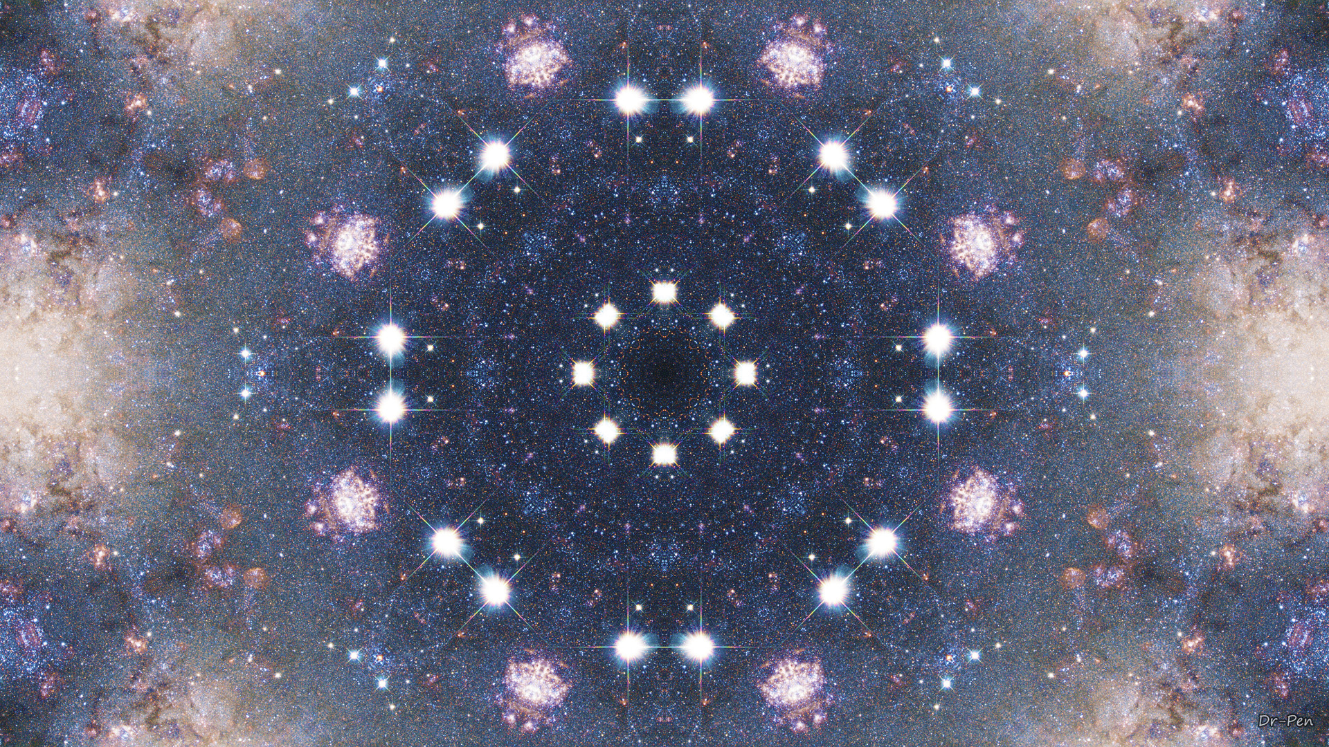 Abstract Artistic Digital Art Mandala Manipulation Space Stars 1920x1080