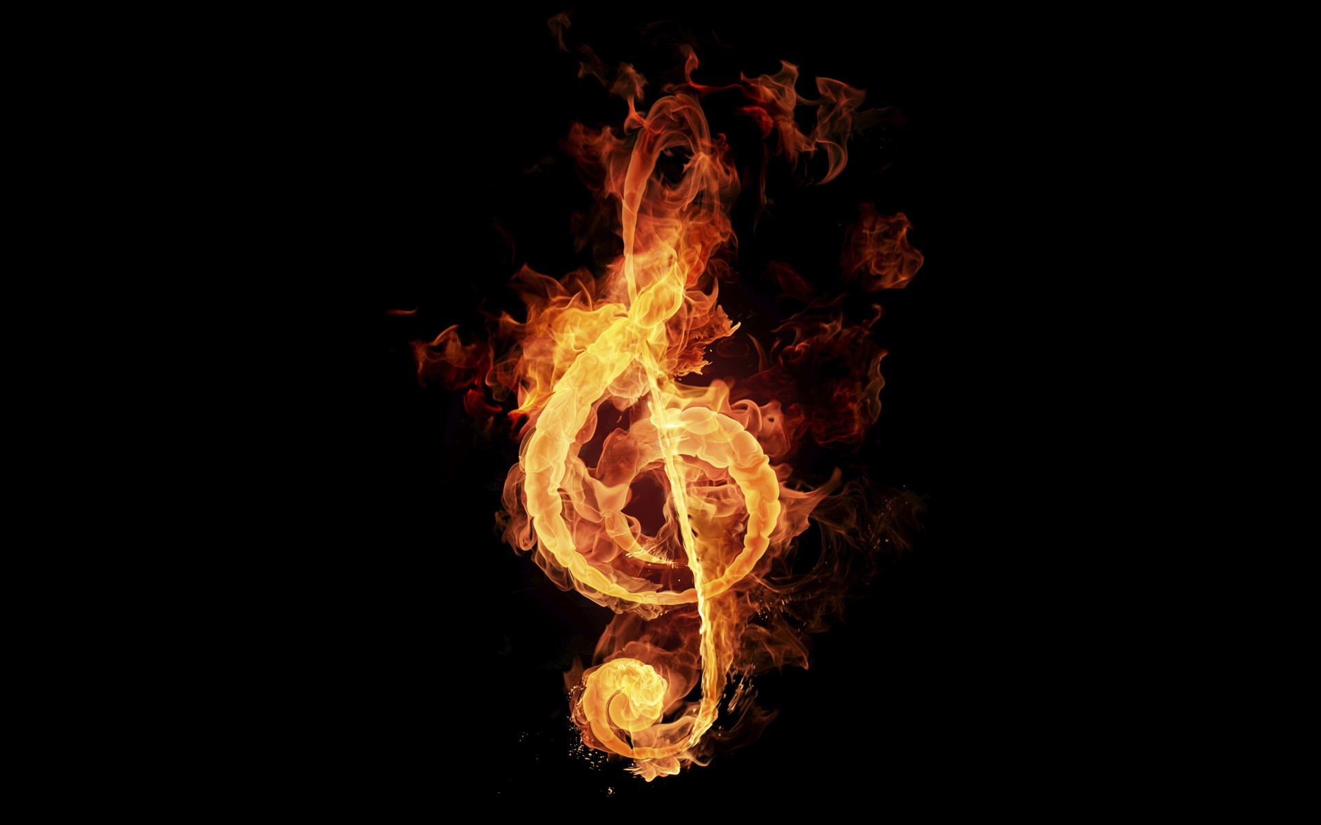 Fire Musical Note Treble Clef 1920x1200