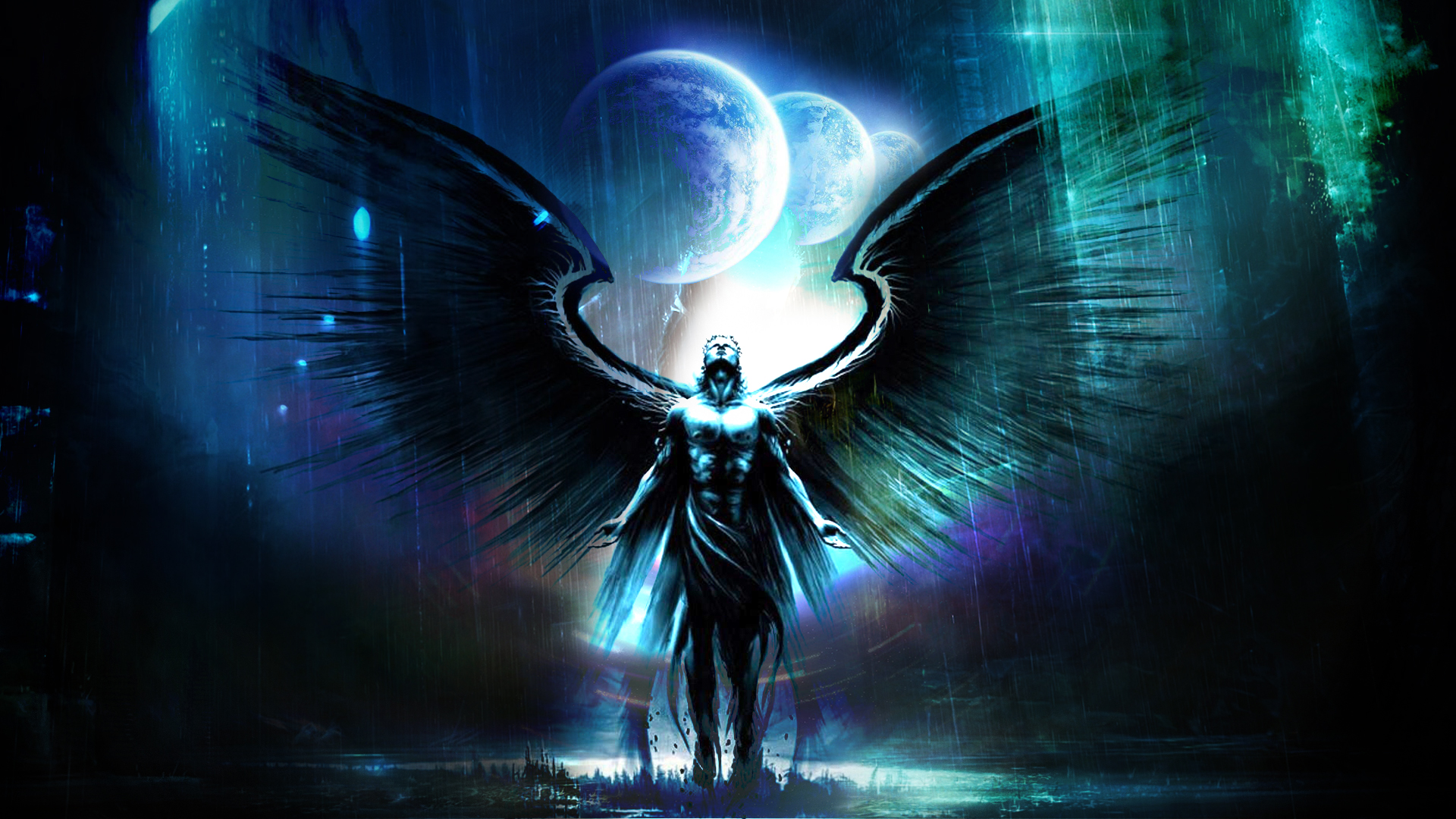 Angel Blue Dark Fantasy Man Mystical 1920x1080