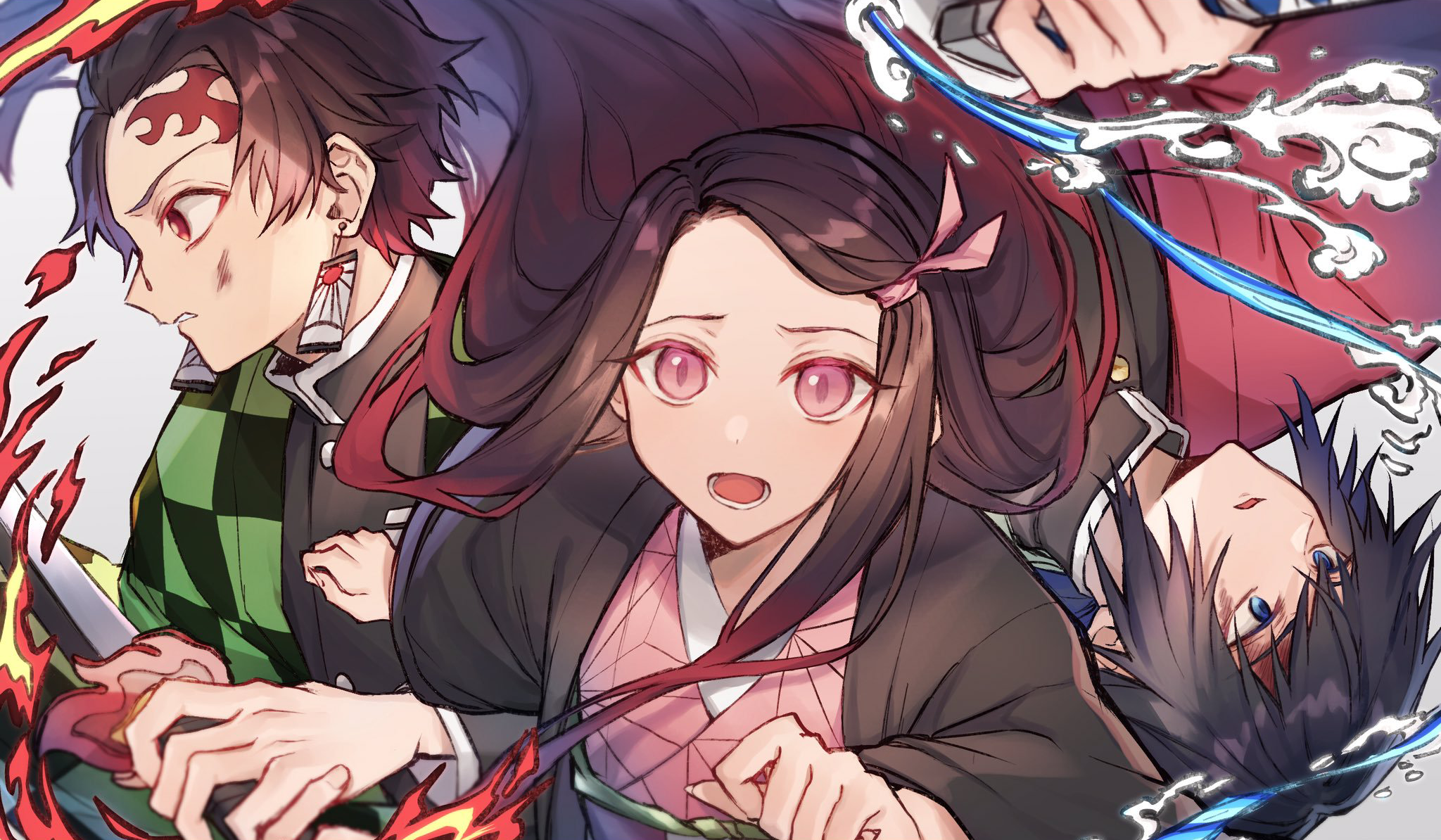 Giyuu Tomioka Nezuko Kamado Tanjirou Kamado 2048x1194