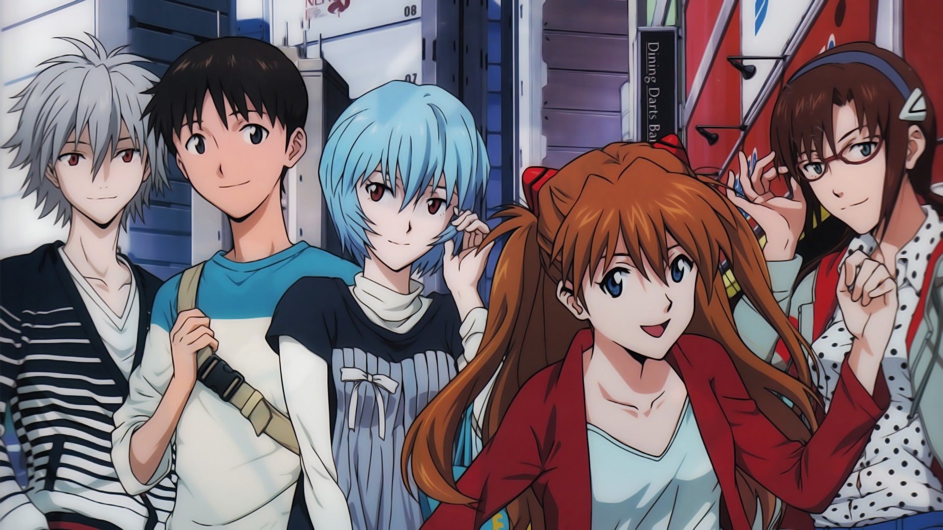 Asuka Langley Sohryu Mari Makinami Illustrious Rei Ayanami Shinji Ikari 1920x1080