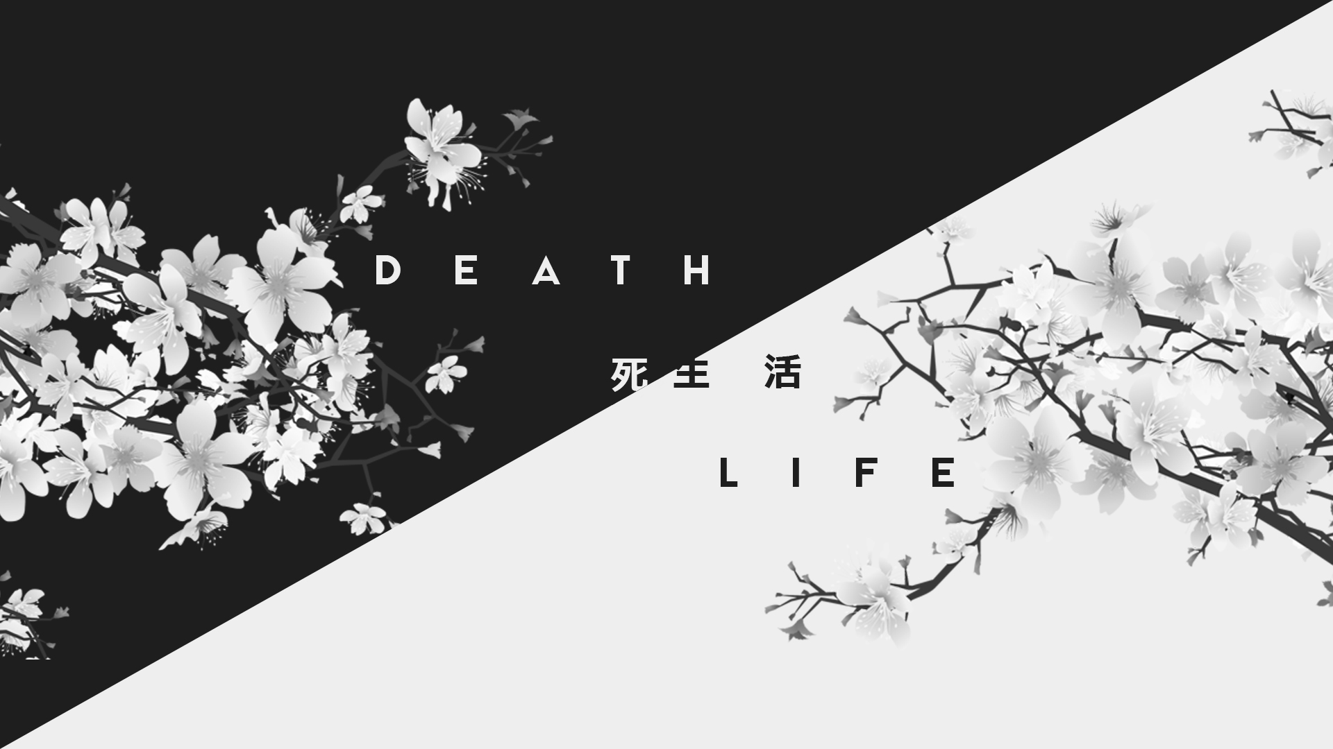 Black Amp White Death Japan Kanji Life 1920x1080
