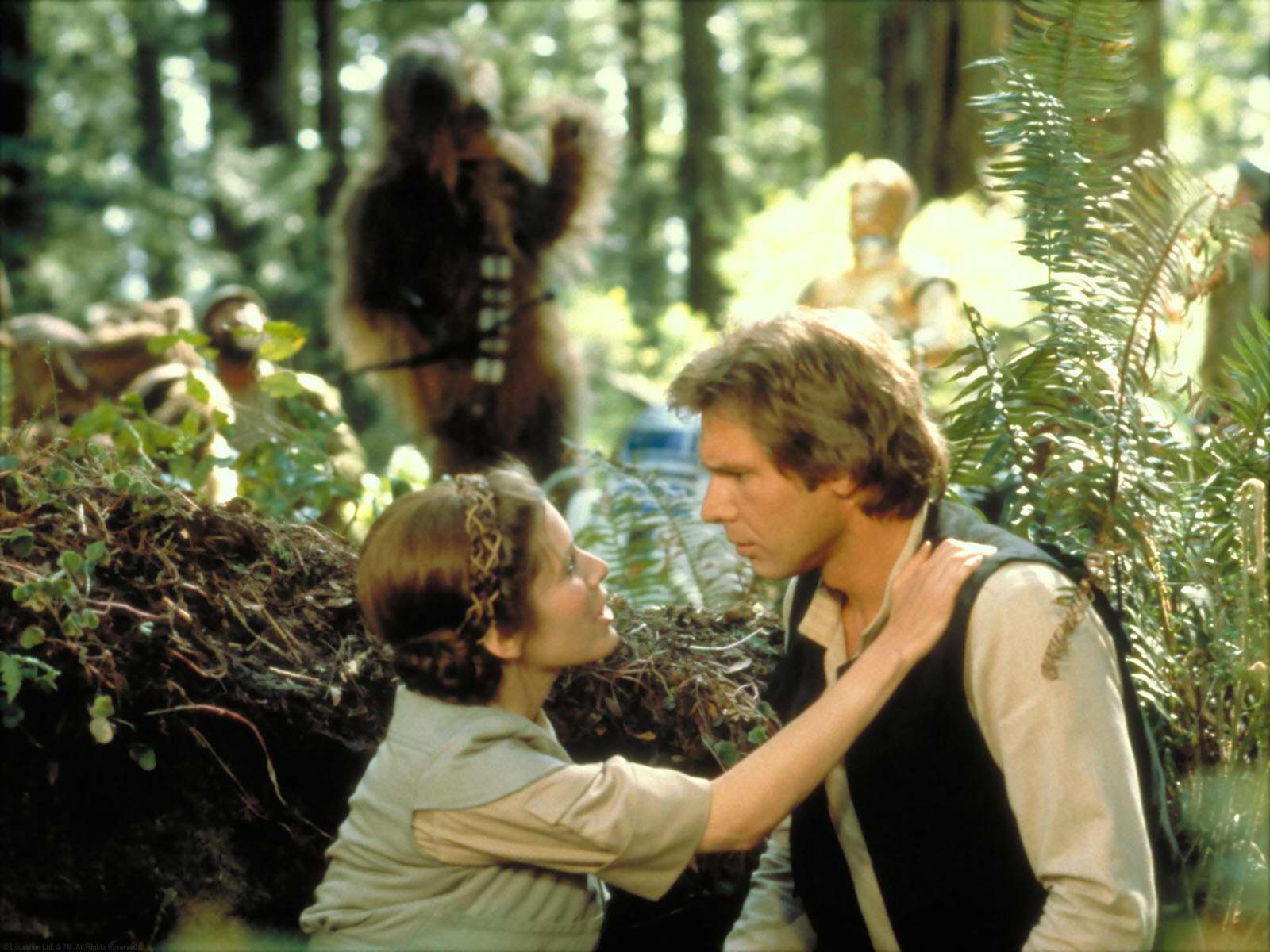 Carrie Fisher Chewbacca Han Solo Harrison Ford Leia Organa Princess Leia 1600x1200