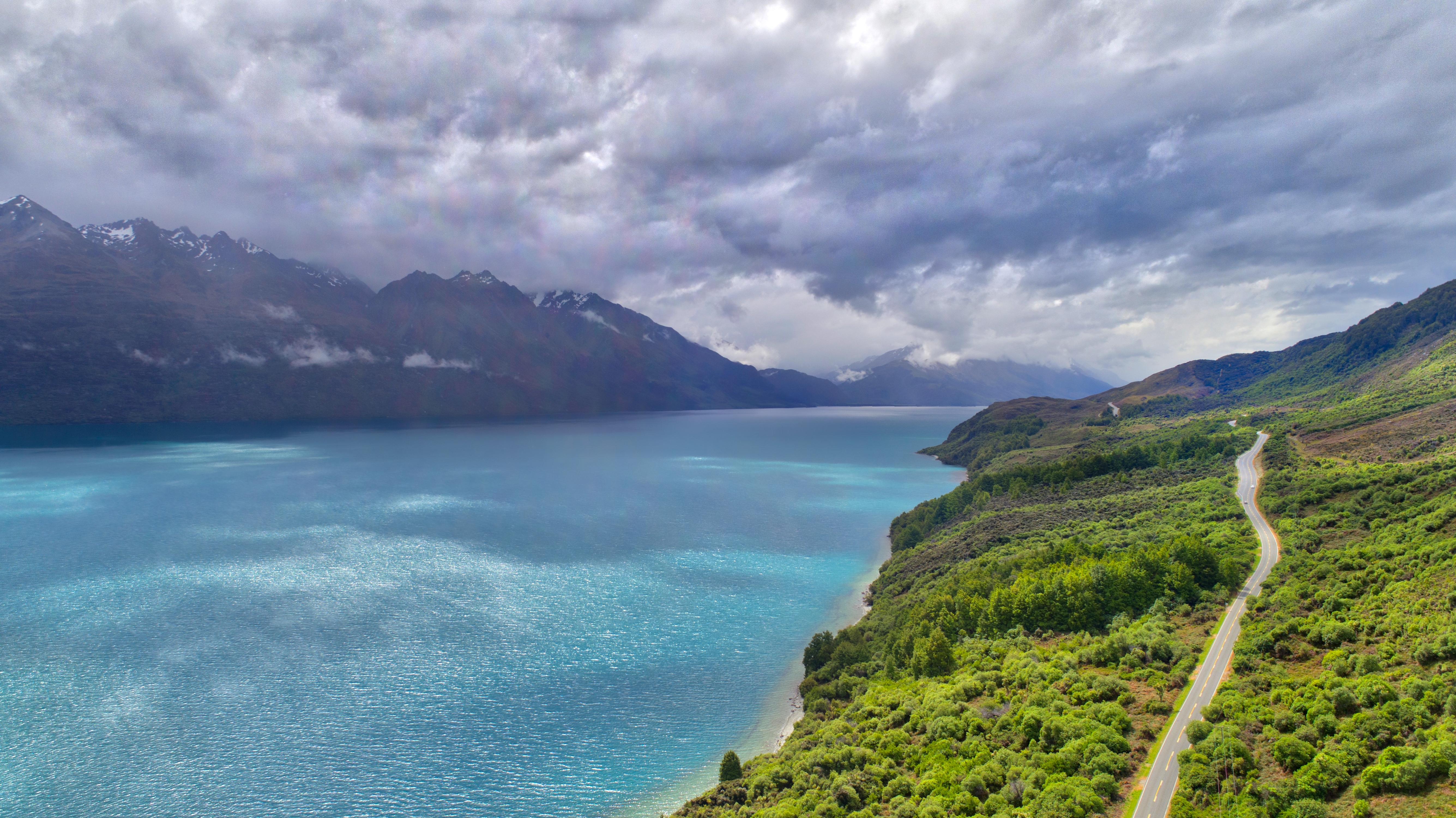 Cloud Highway Lake Lake Wakatipu Landscape Mountain New Zealand 5341x3001