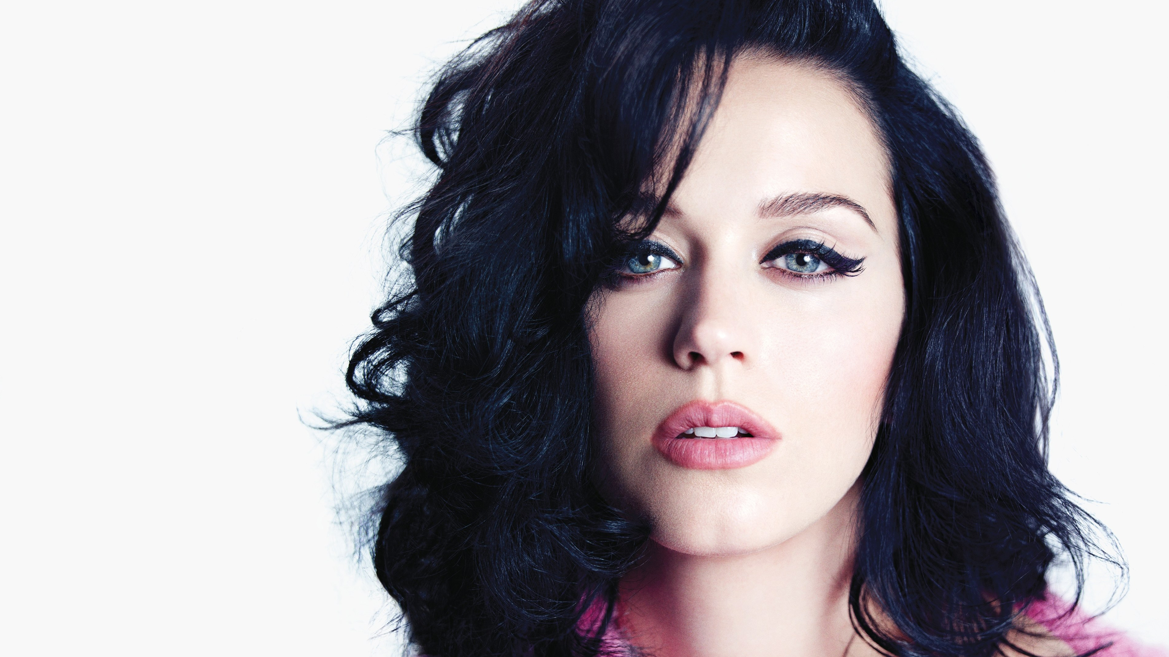 American Black Hair Blue Eyes Close Up Face Katy Perry Singer Woman 3806x2141
