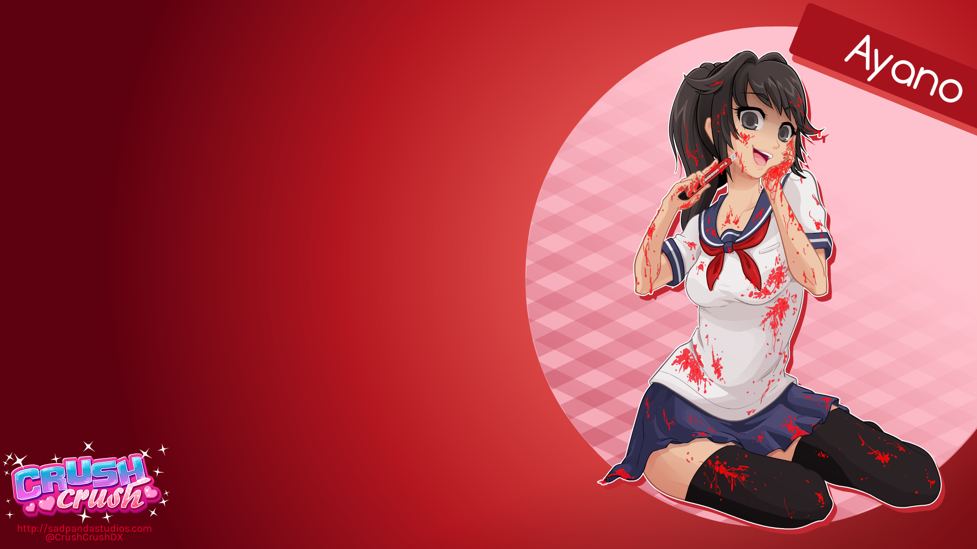 Ayano Aishi Blood Crush Crush Girl Skirt Smile Thigh Highs Yandere Simulator Yandere Chan 1920x1080