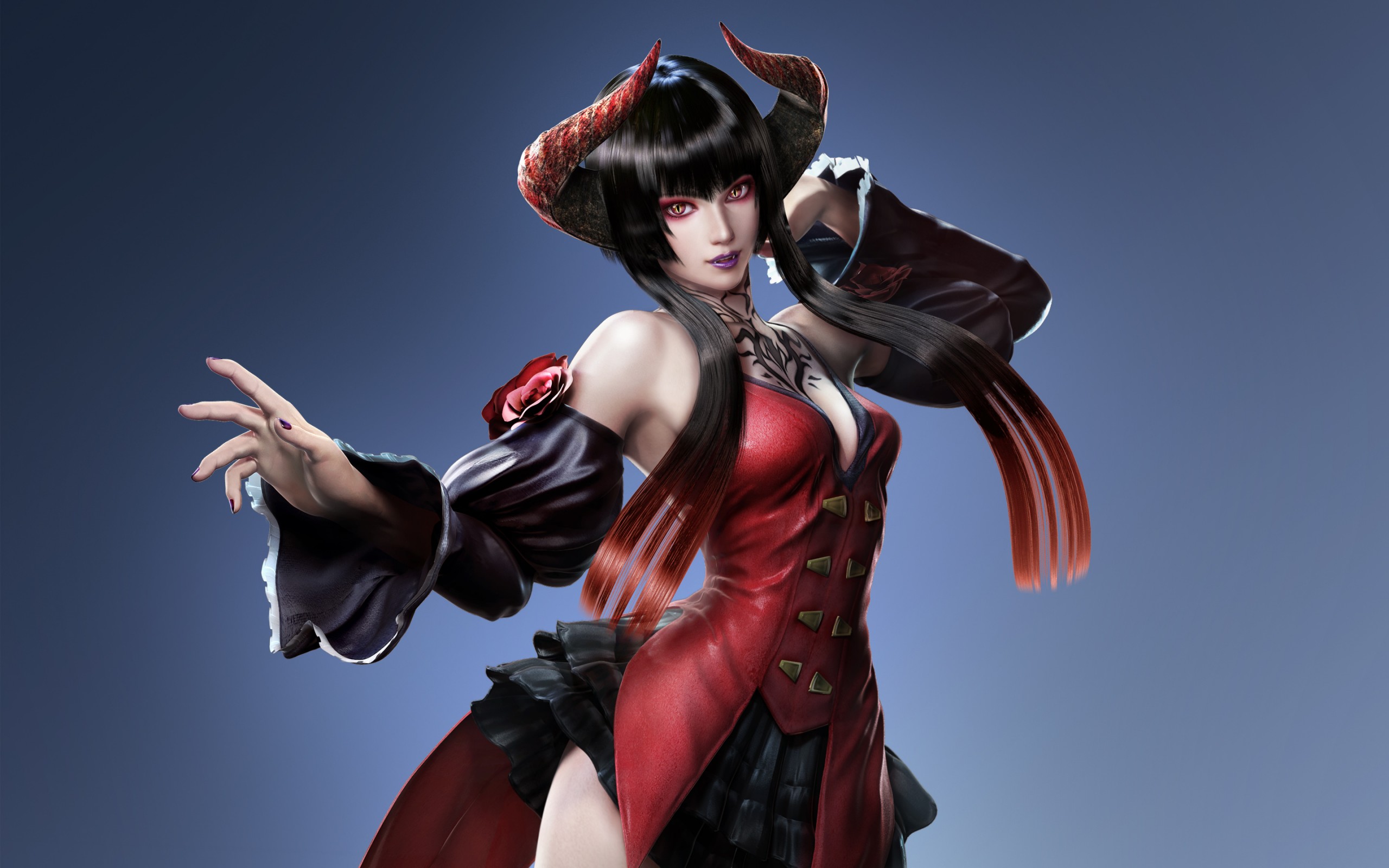 Black Hair Demon Eliza Tekken Fantasy Girl Horns Long Hair Woman 2560x1600