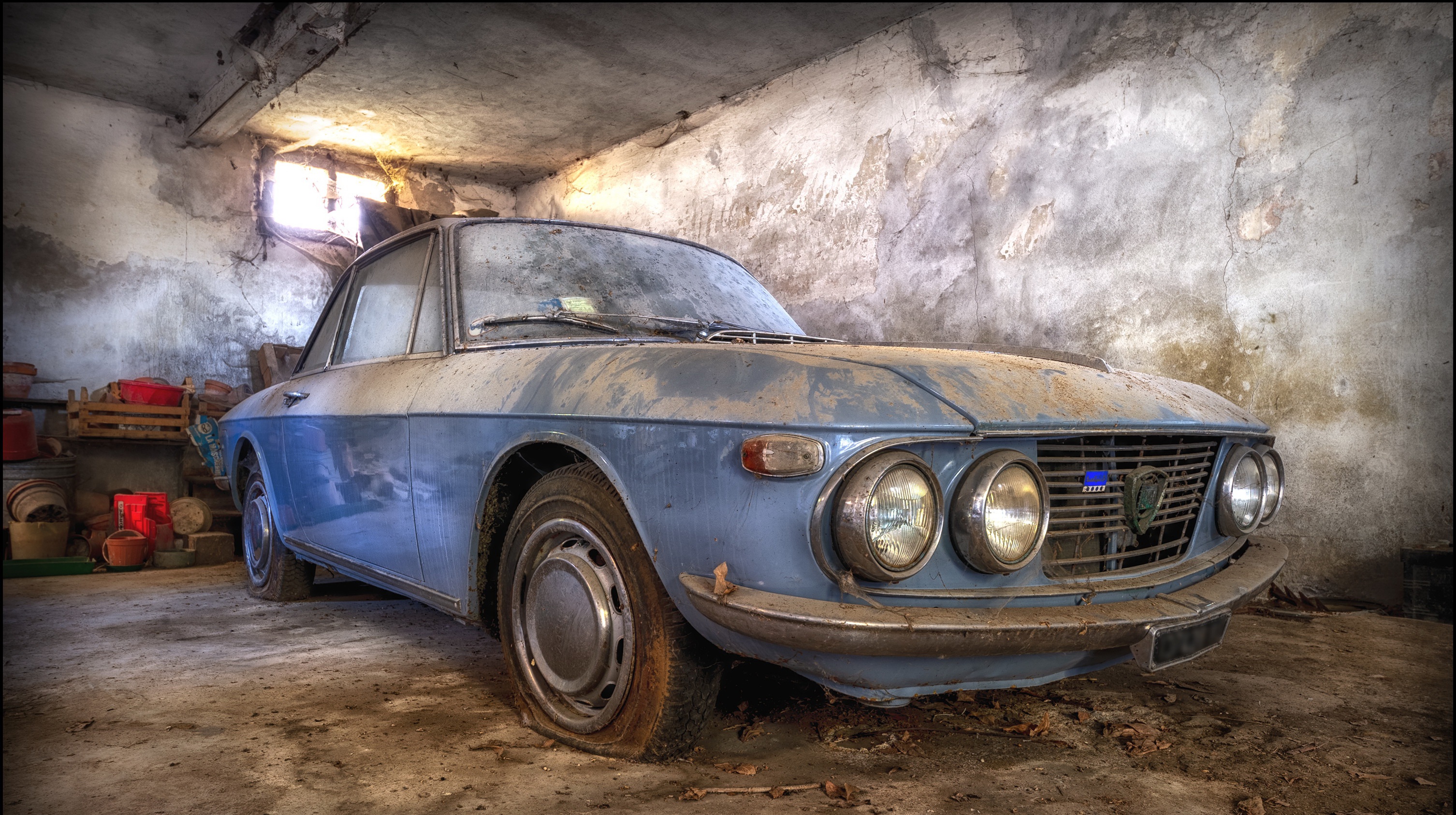 Car Vehicle Old Wreck Blue Cars 3012x1686