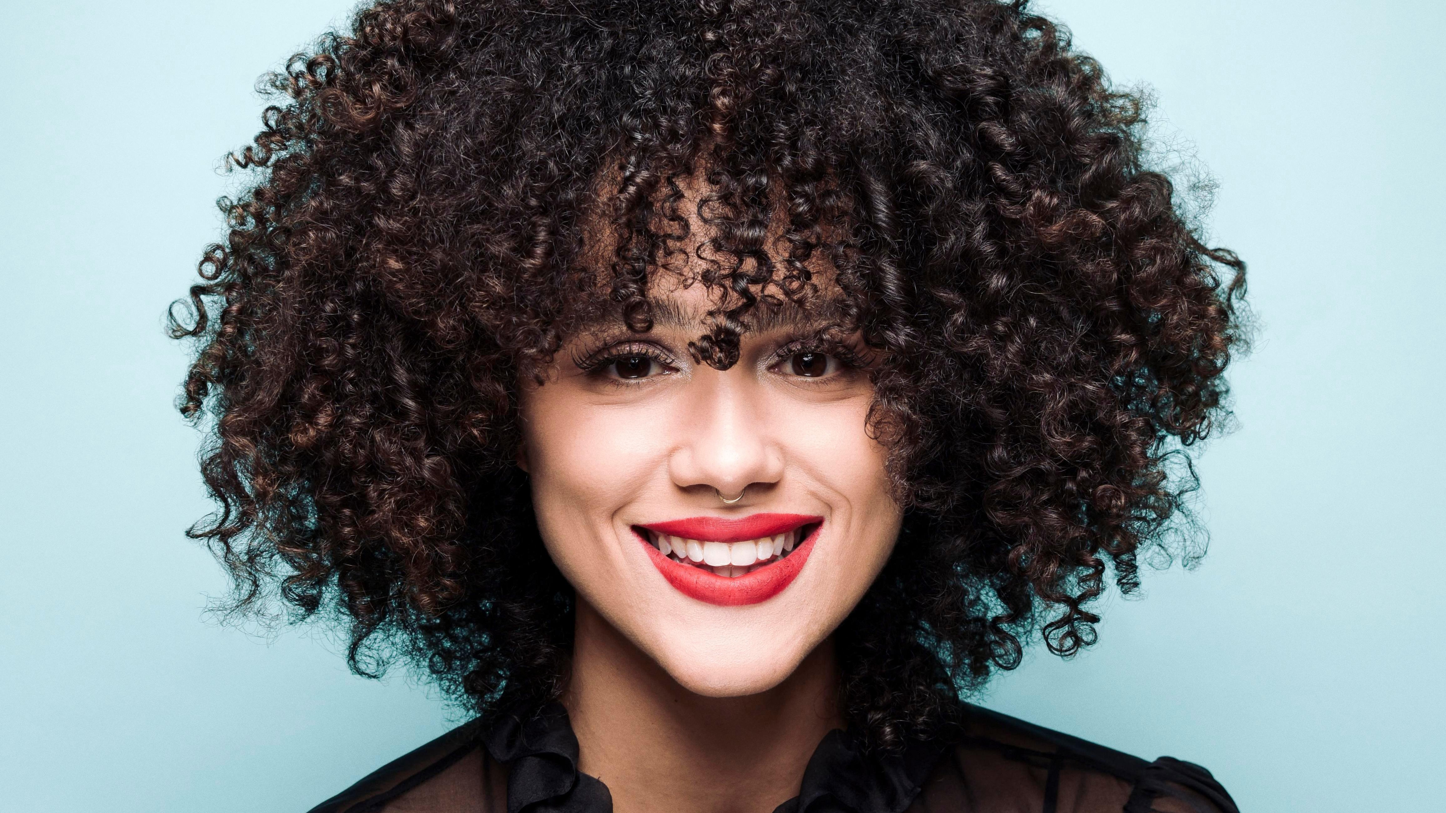 Actress Black Hair Brown Eyes English Face Lipstick Nathalie Emmanuel Smile 4624x2601