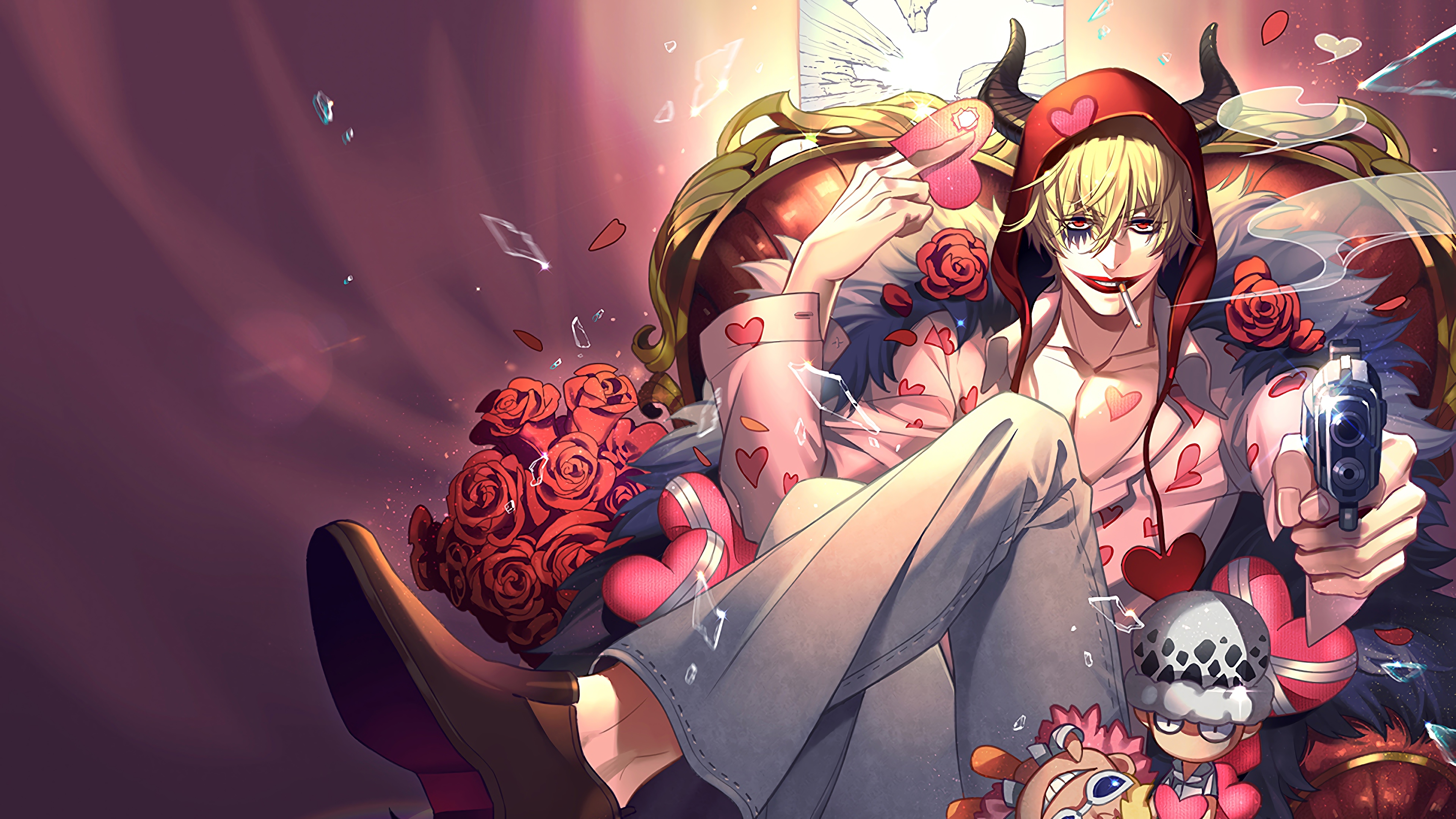 Donquixote Corazon Donquixote Rosinante Gun One Piece Pistol Smoking 3840x2160