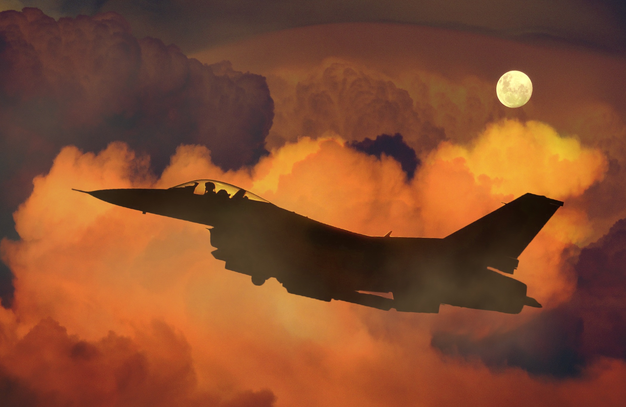 Aircraft Cloud Jet Fighter Silhouette Warplane 2100x1365