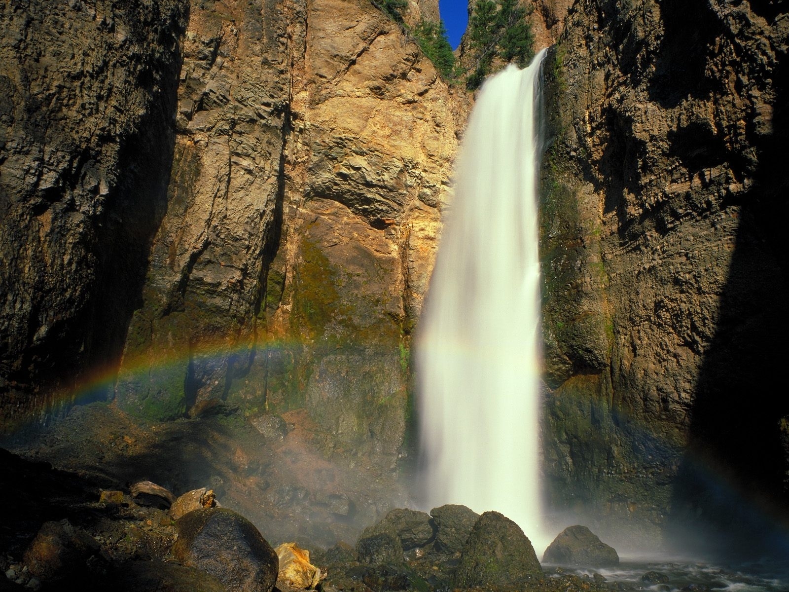 Nature Rainbow Rock Water Waterfall Yellowstone 1600x1200