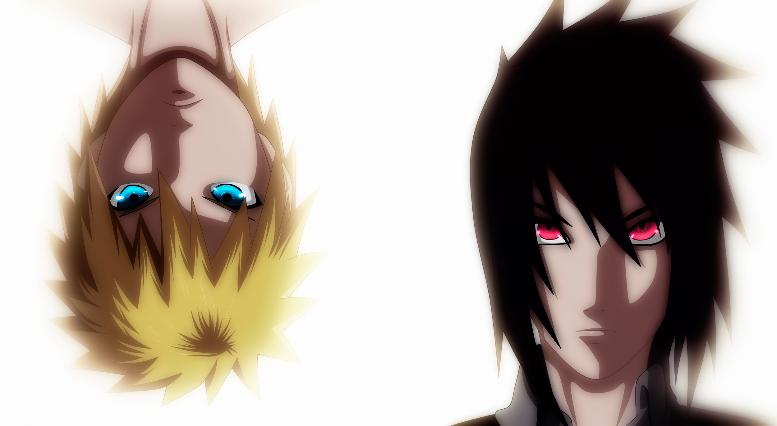 Black Hair Blonde Blue Eyes Naruto Naruto Uzumaki Pink Eyes Sasuke Uchiha 2500x1373