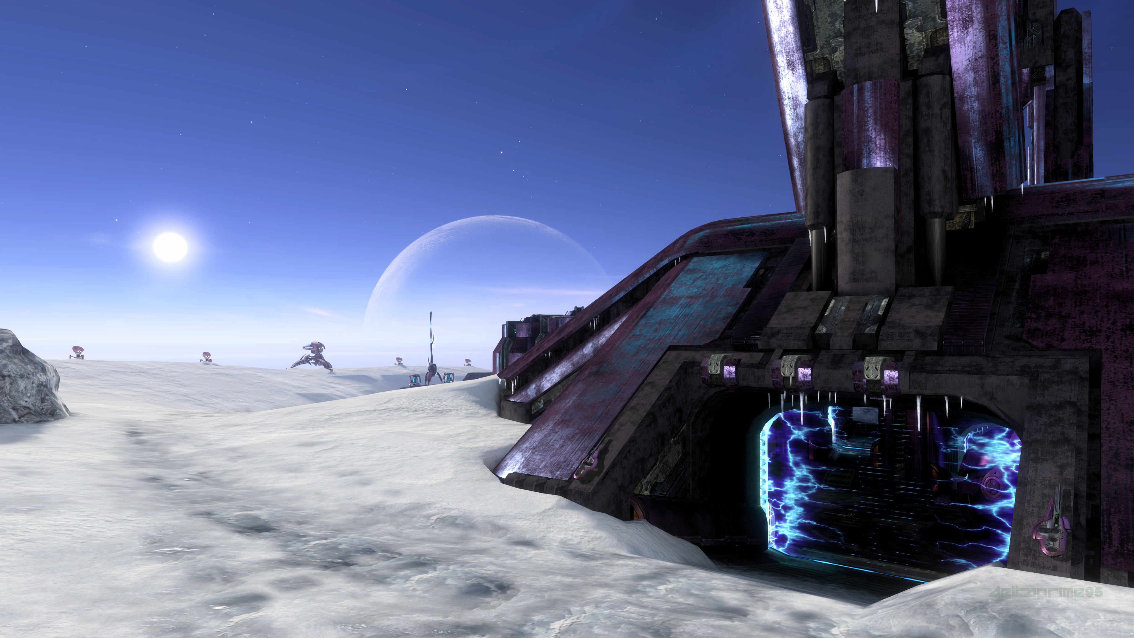 In Game Screen Shot PC Gaming Halo 3 Science Fiction Futuristic Covenant Machine Snow Ice Planet Col 3840x2160