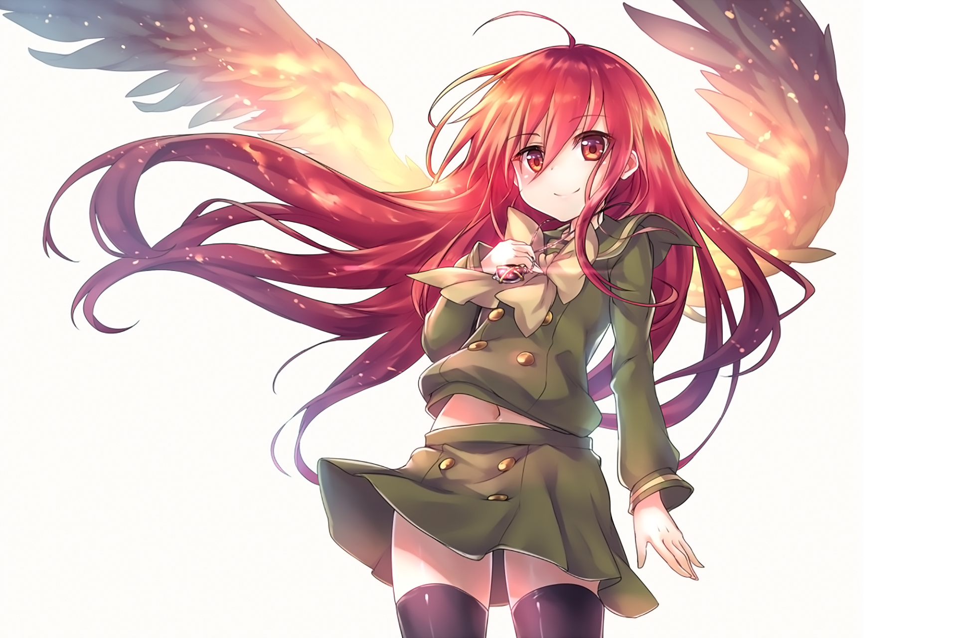 Anime Girl Long Hair Necklace Red Hair Shakugan No Shana Shana Shakugan No Shana Skirt Smile Thigh H 1920x1280