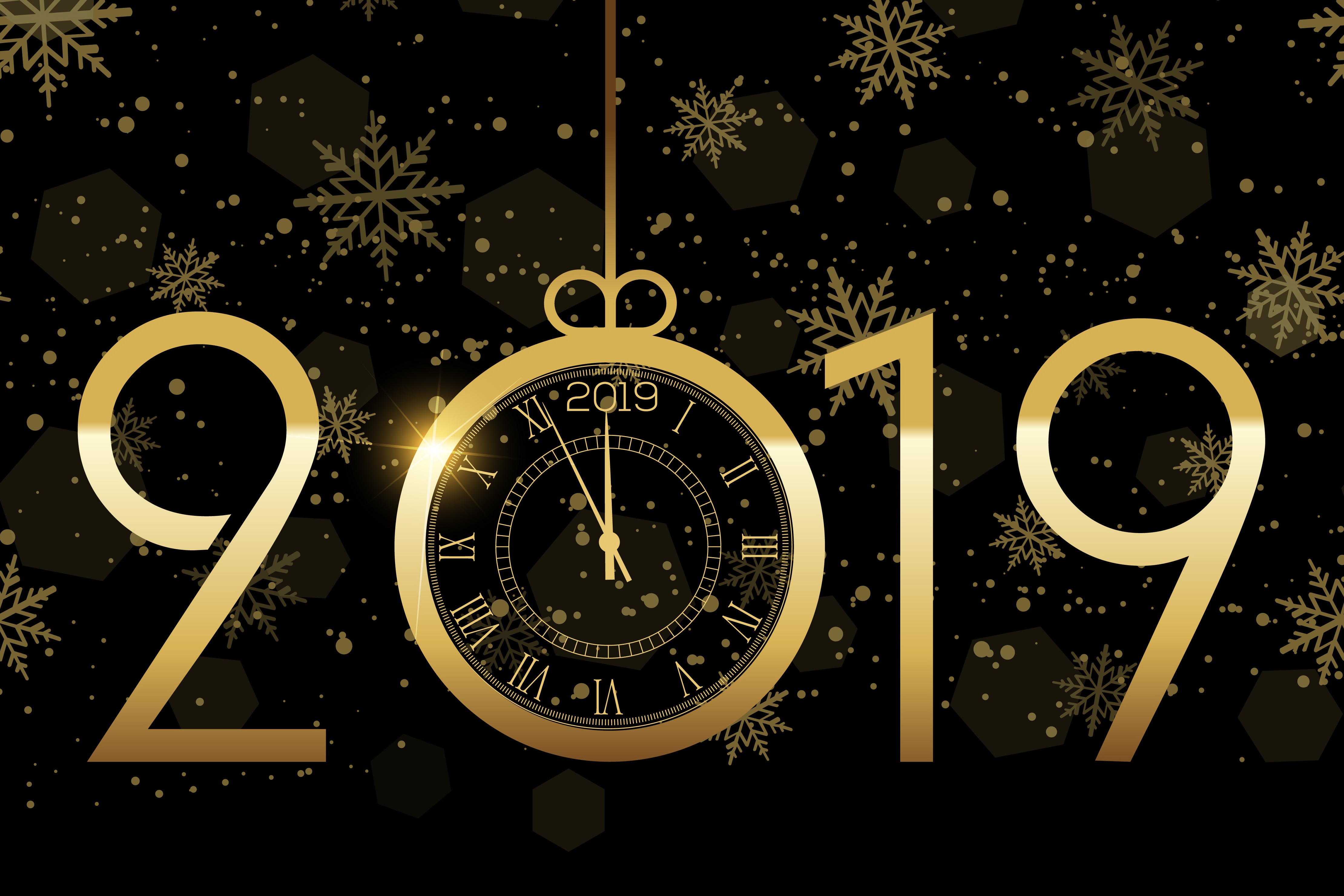 Clock New Year 2019 4440x2960