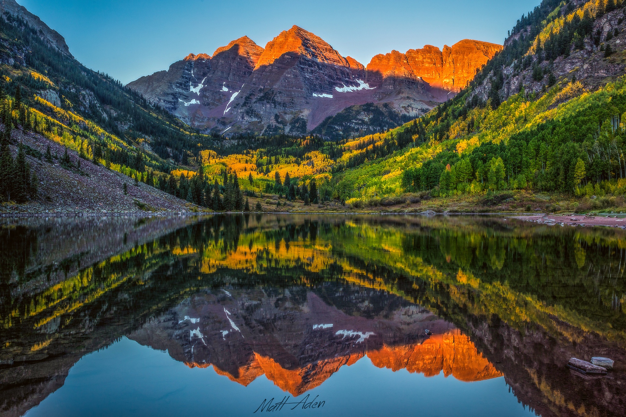 Colorado Elk Mountains Maroon Bells Mountain Nature Peak Reflection 2048x1365
