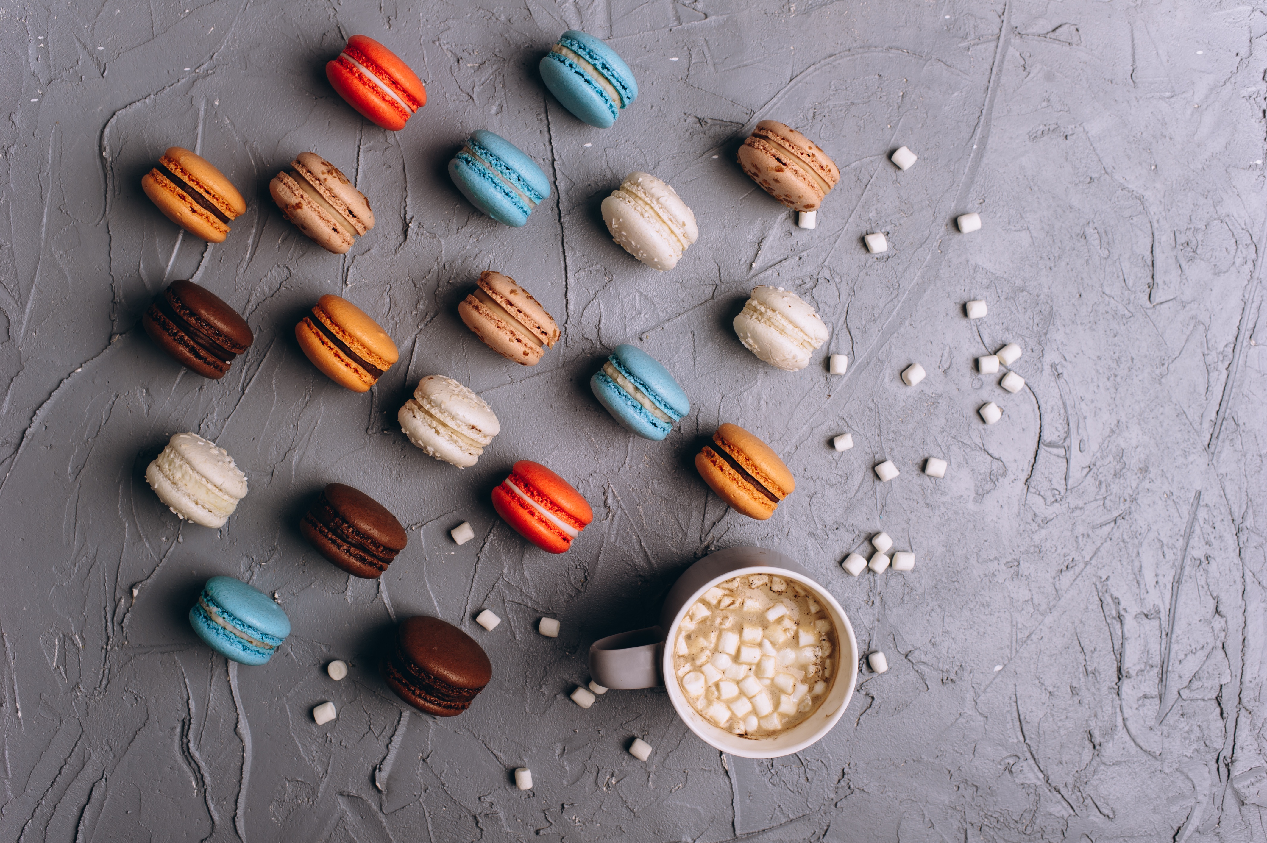 Cup Macaron Marshmallow Still Life Sweets 4256x2832