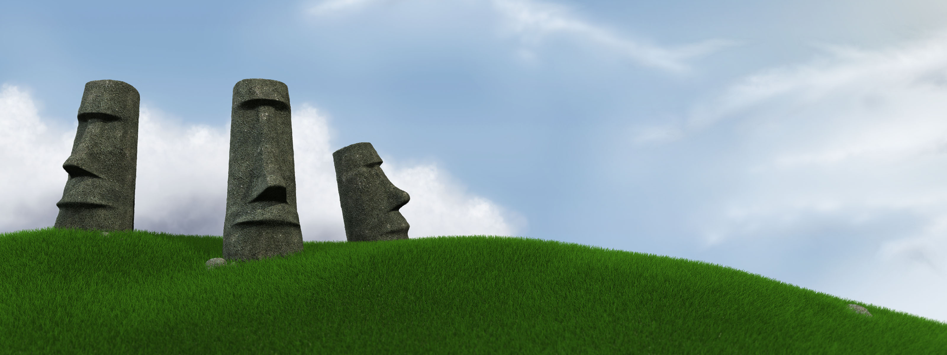 Face Moai Moai Statues Wallpaper Resolution 3200x1200 Id 1022166 Wallha Com