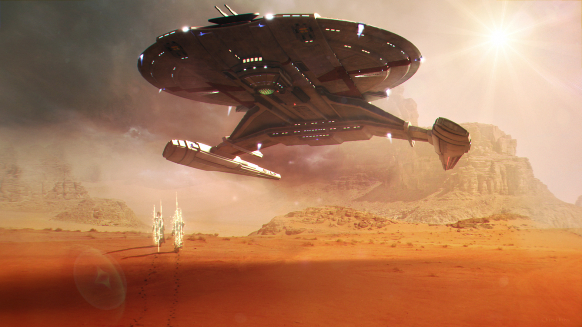 Desert Spaceship Star Trek 1920x1080