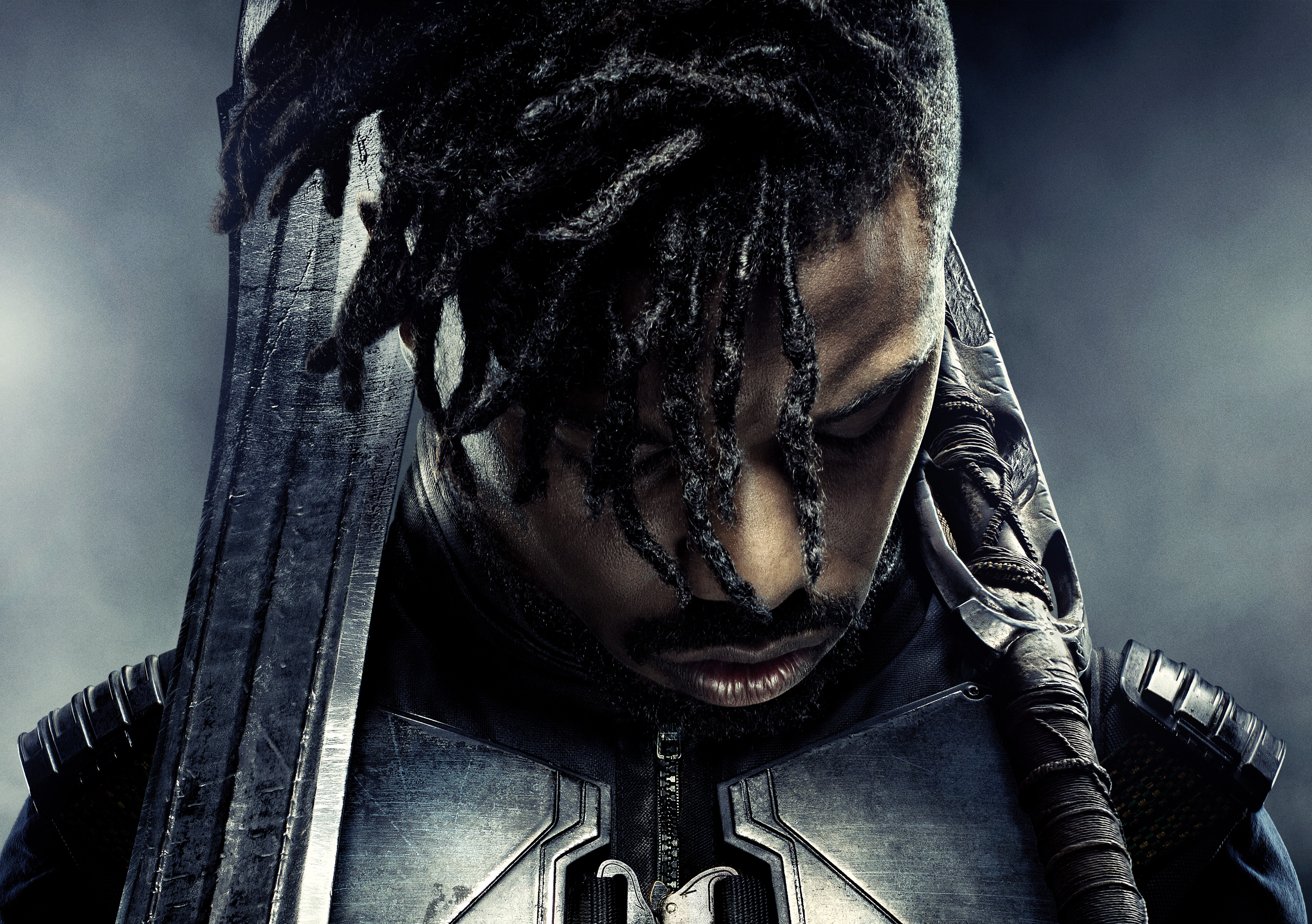 Black Hair Black Panther Movie Erik Killmonger Michael B Jordan Sword Weapon 6341x4468