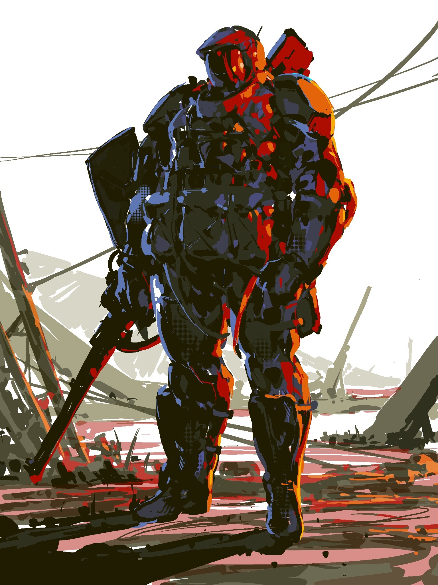 Futuristic Armor Science Fiction Artwork Digital Art Gun 1536x2048
