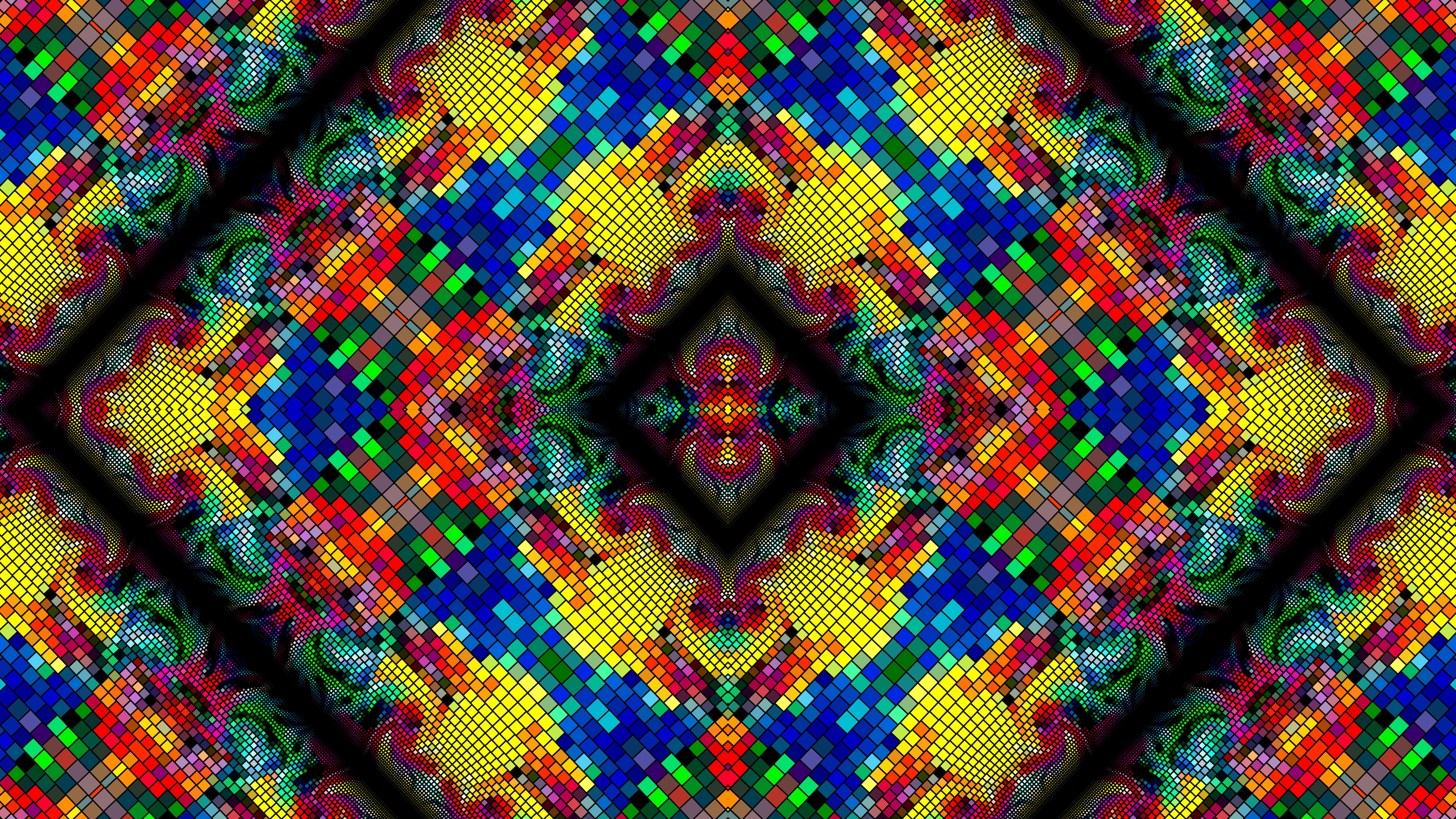 Artistic Colorful Colors Kaleidoscope Mosaic Pattern Physcedelic 6000x3375