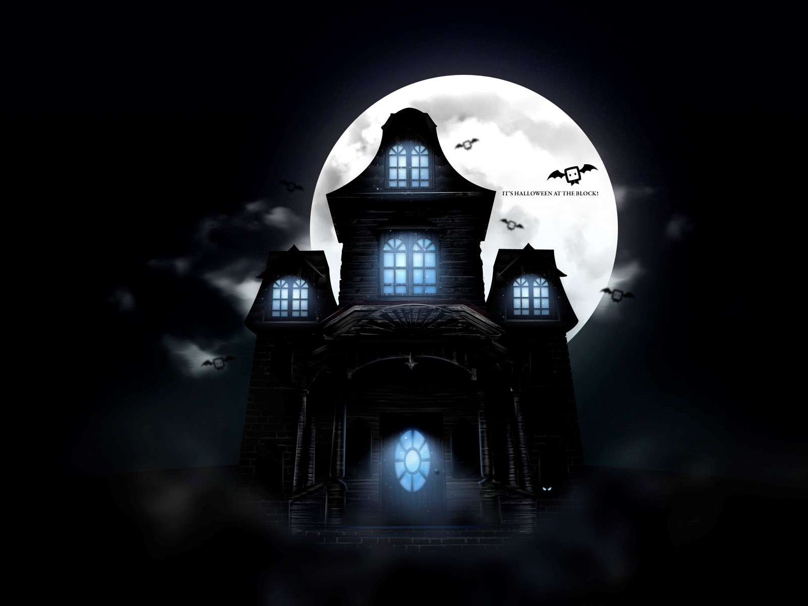 Halloween Haunted House Holiday House Moon 1600x1200