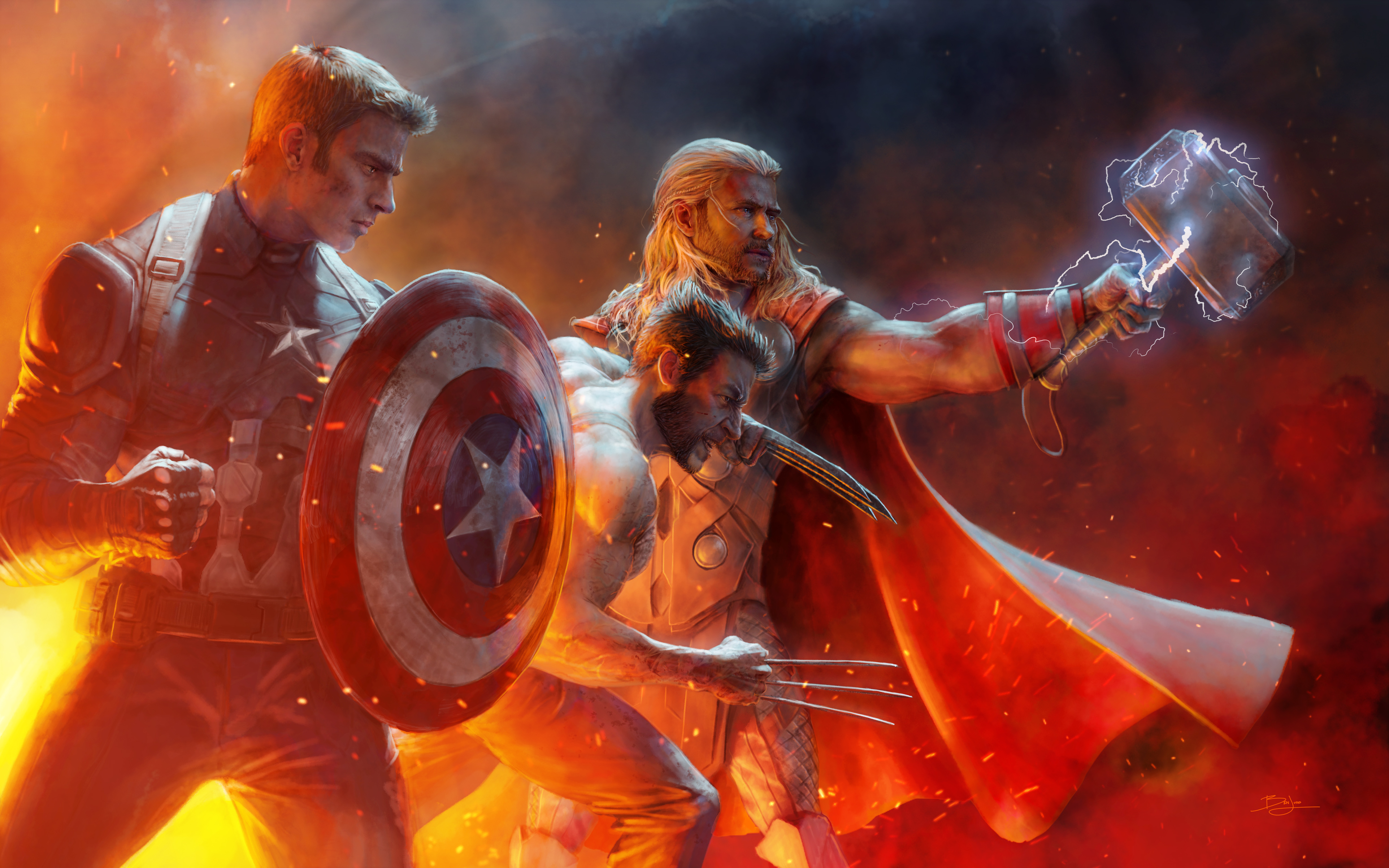 Captain America Marvel Comics Thor Wolverine 3098x1936