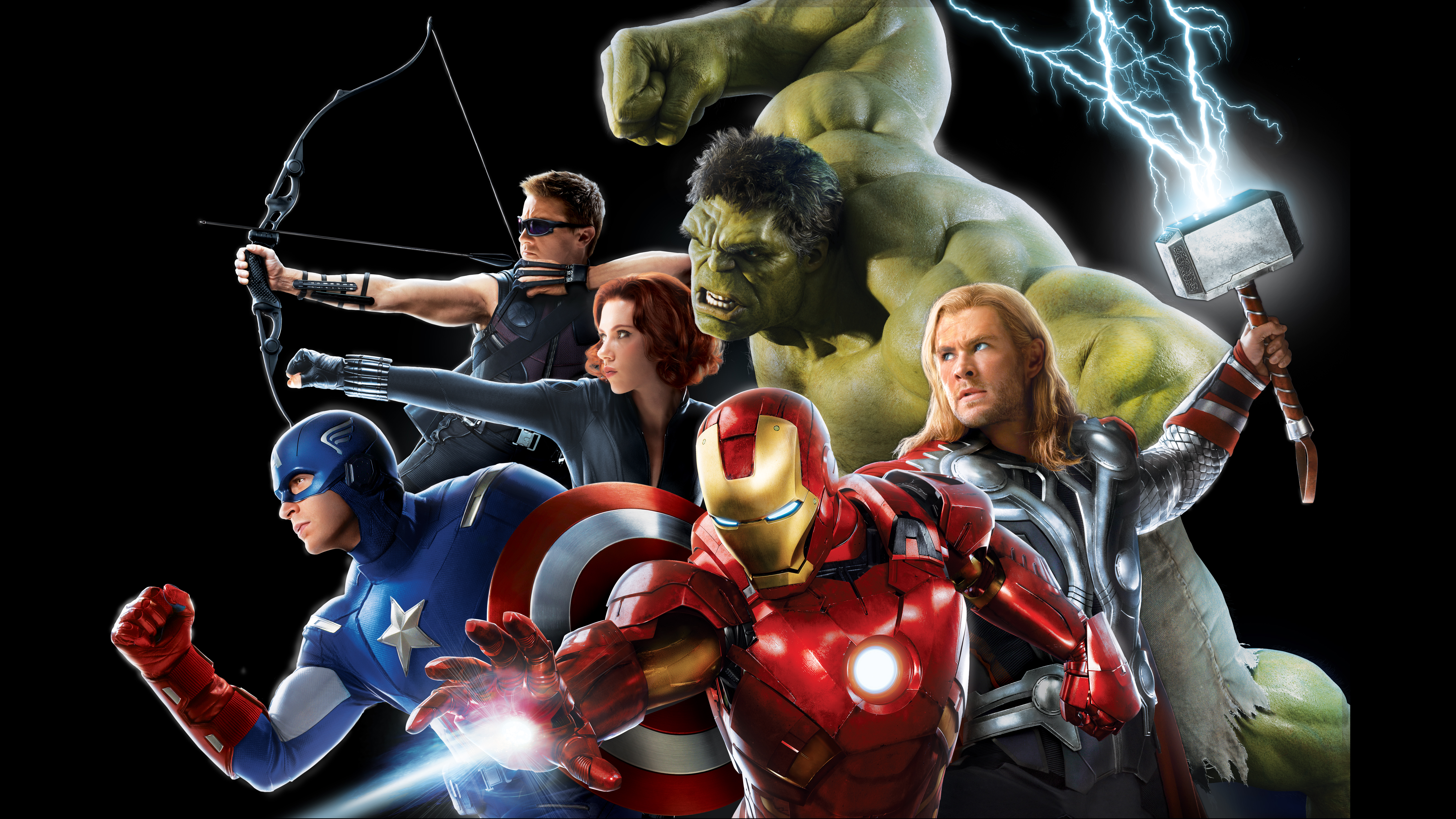Avengers Black Widow Captain America Chris Evans Chris Hemsworth Hawkeye Hulk Iron Man Jeremy Renner 6471x3640