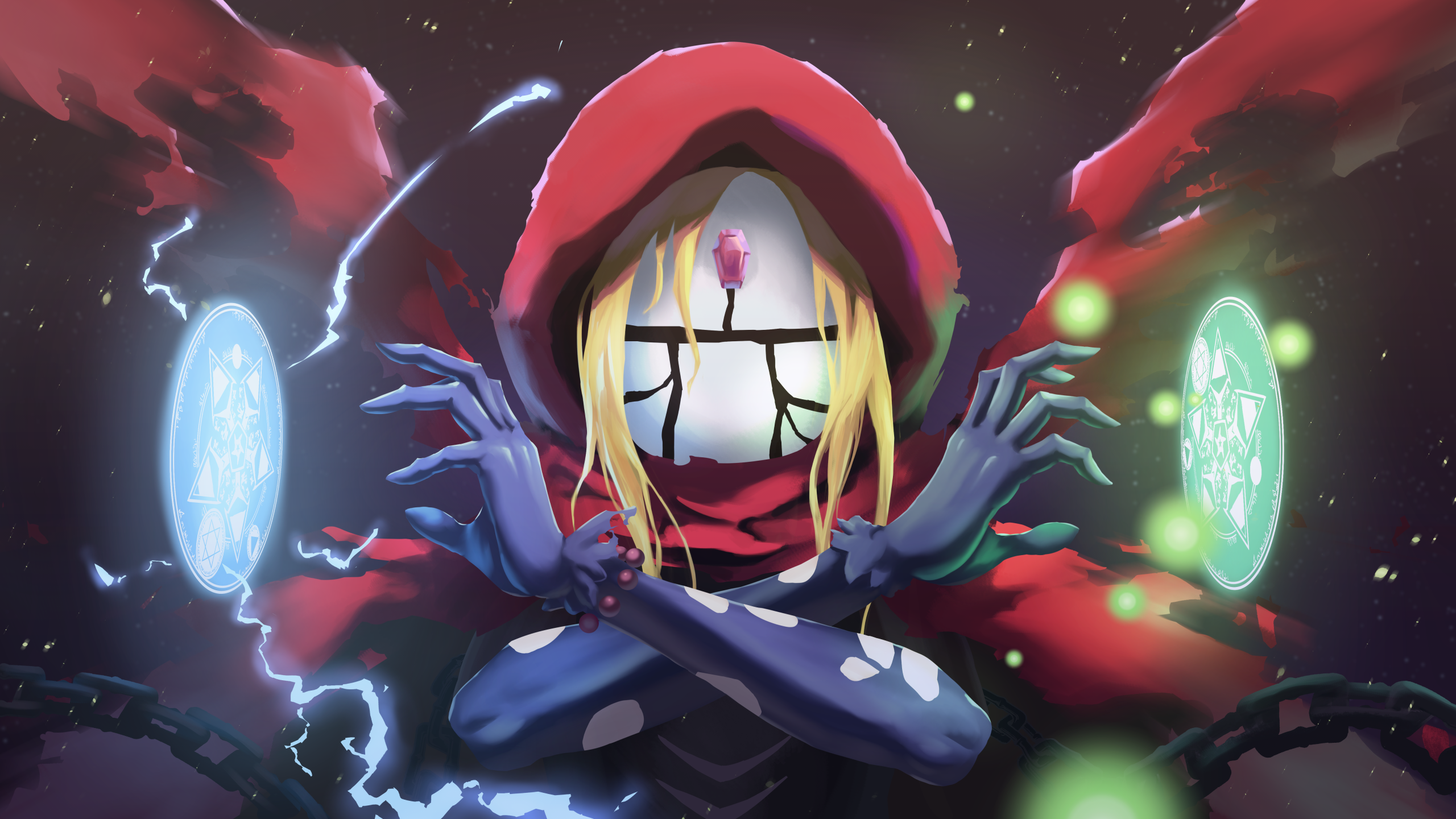Blonde Evileye Overlord Girl Mask Overlord Anime 2560x1440