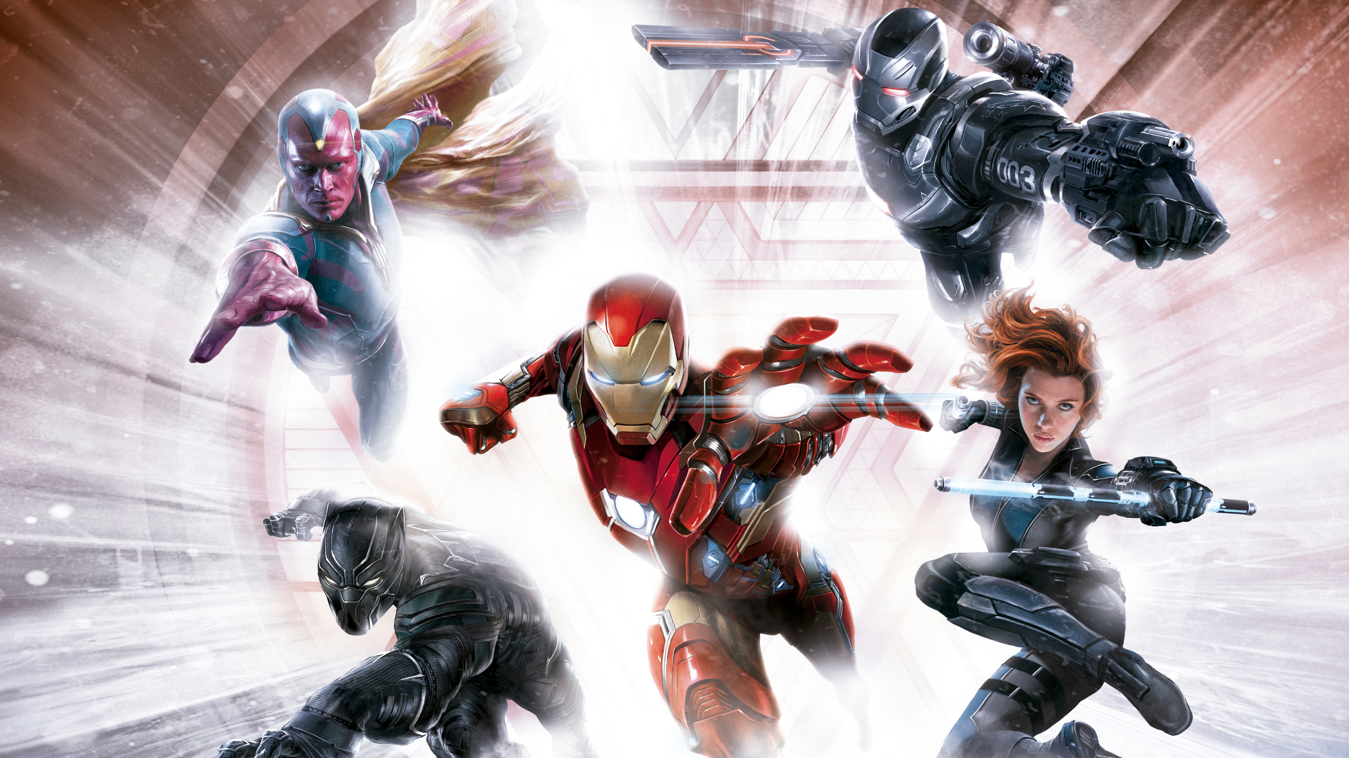 Black Panther Marvel Comics Black Widow Captain America Civil War Iron Man Vision Marvel Comics War  5120x2880