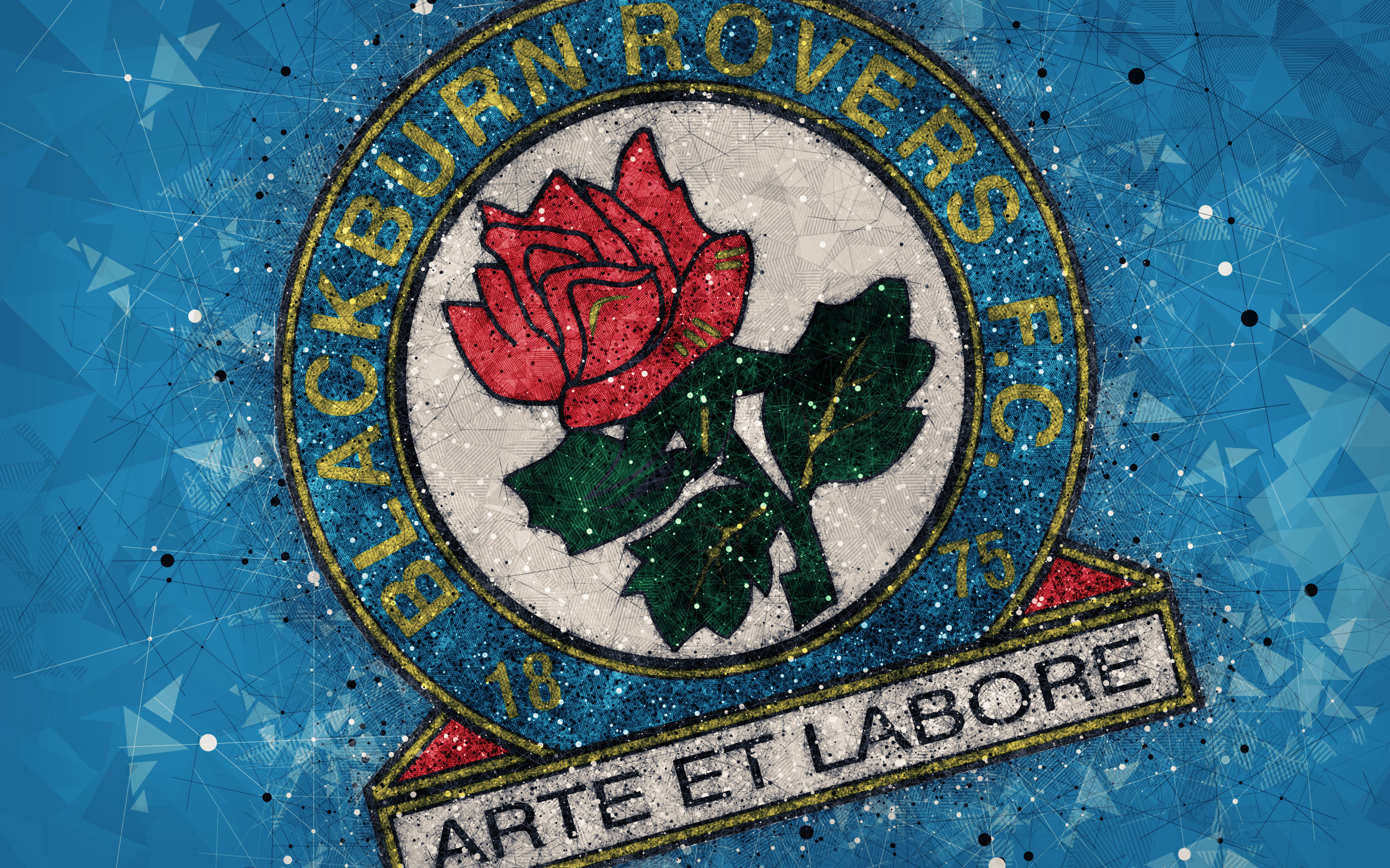 Blackburn Rovers F C Emblem Logo Soccer 3840x2400