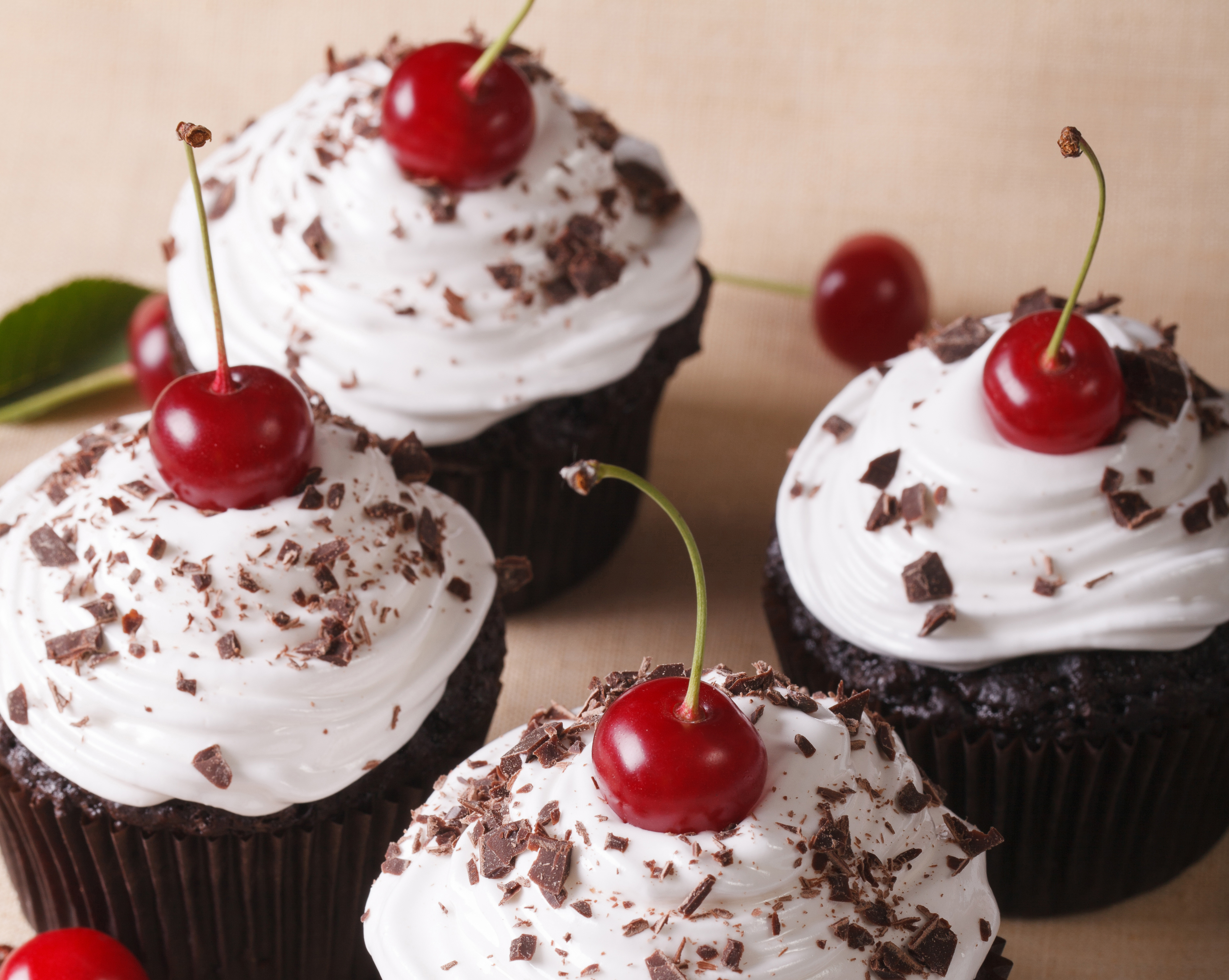 Cherry Cupcake Dessert Fruit 3744x2985