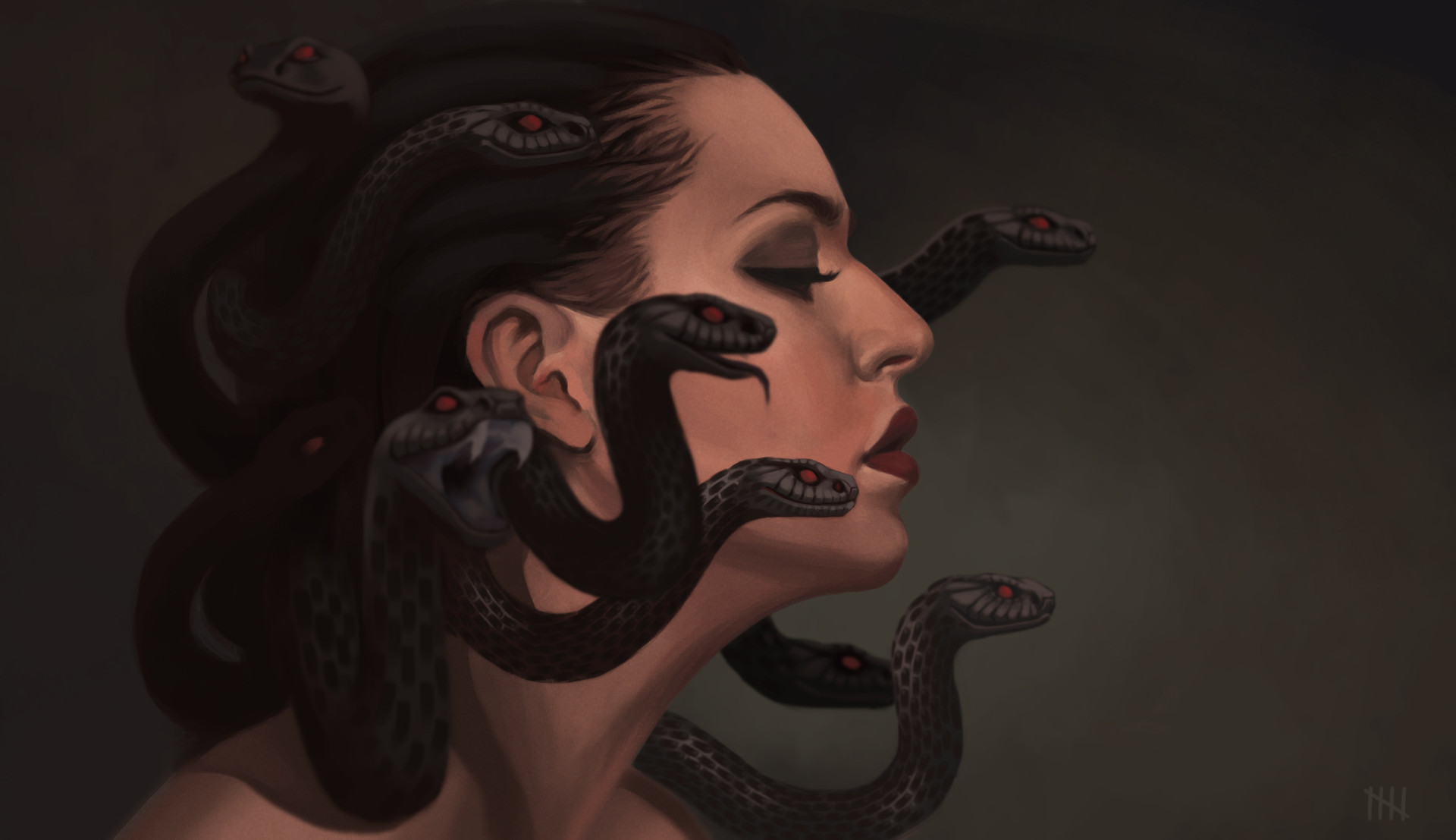 Face Girl Medusa Snake 1920x1107