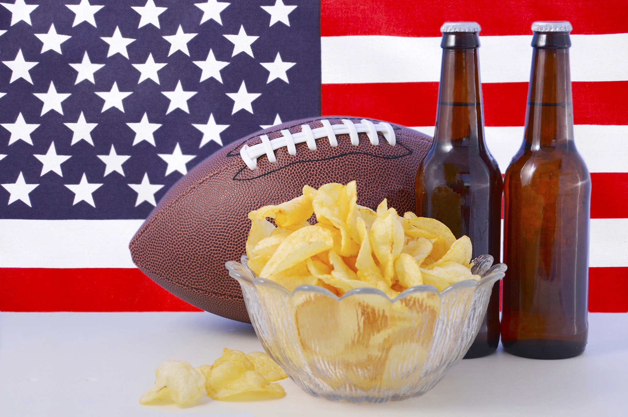 Alcohol American Flag Ball Beer Chips Still Life 2000x1328