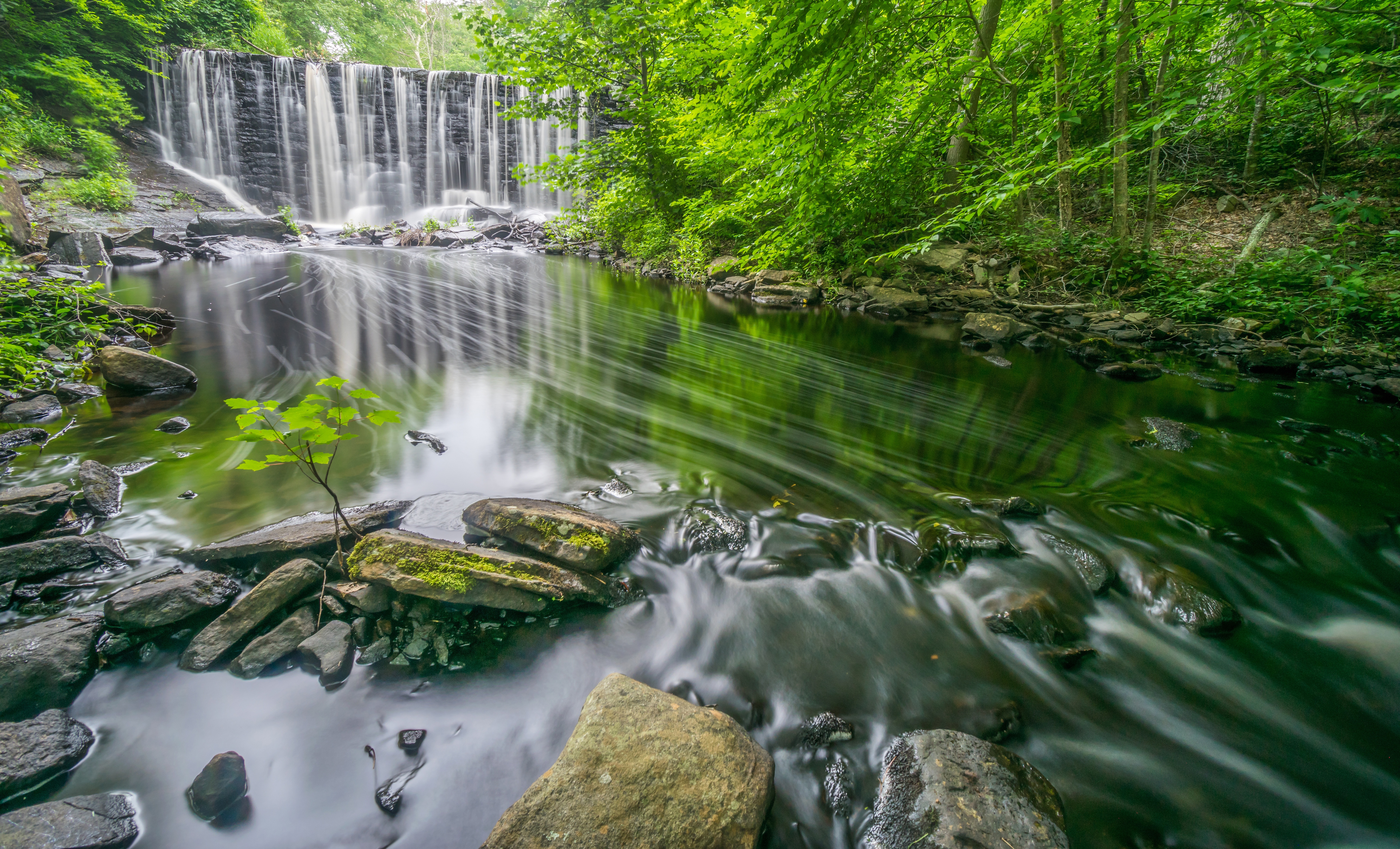 Connecticut Nature River Stone Waterfall 6000x3641