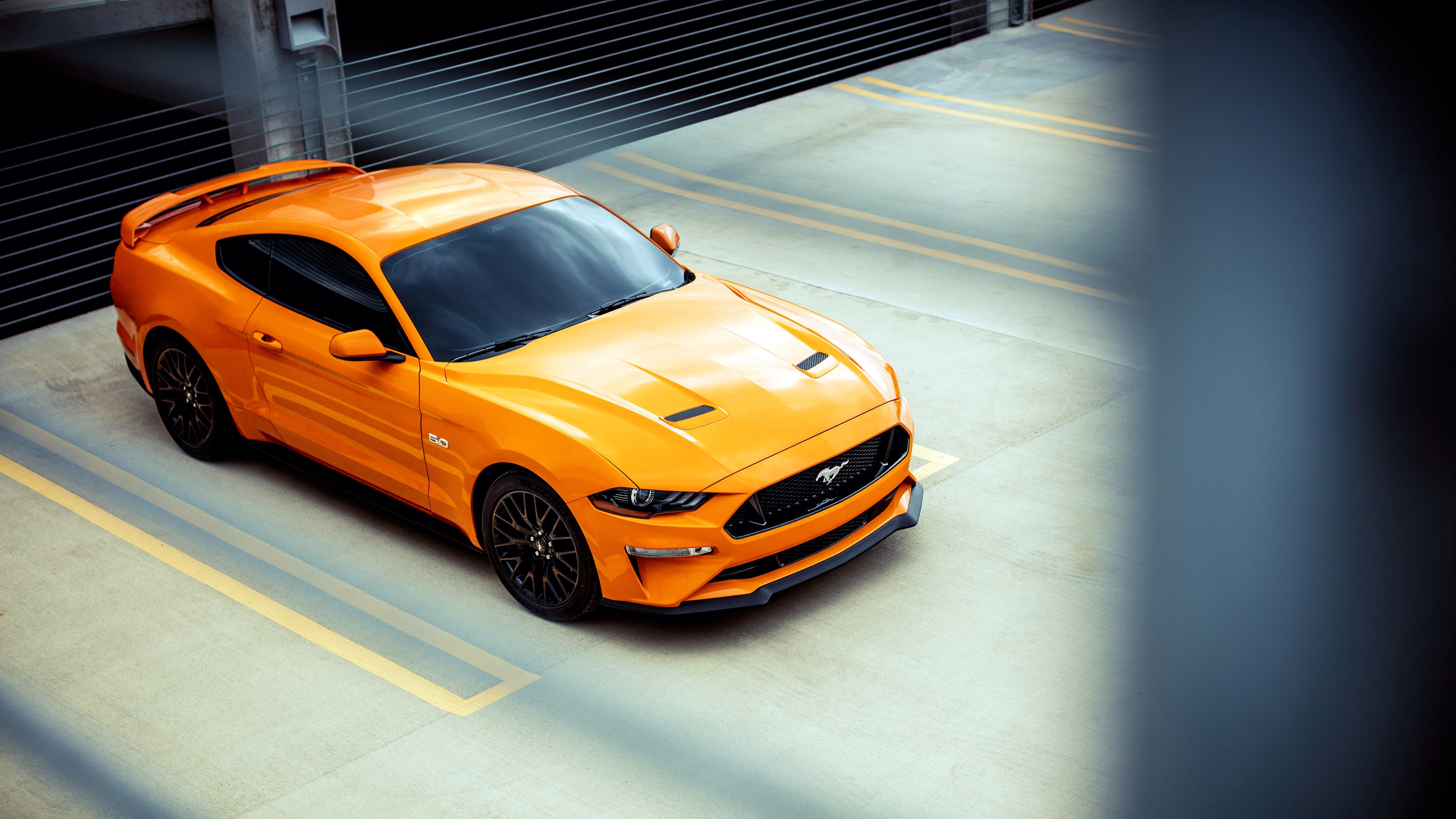 Car Ford Ford Mustang Ford Mustang Gt Muscle Car Orange Car Vehicle 4096x2304