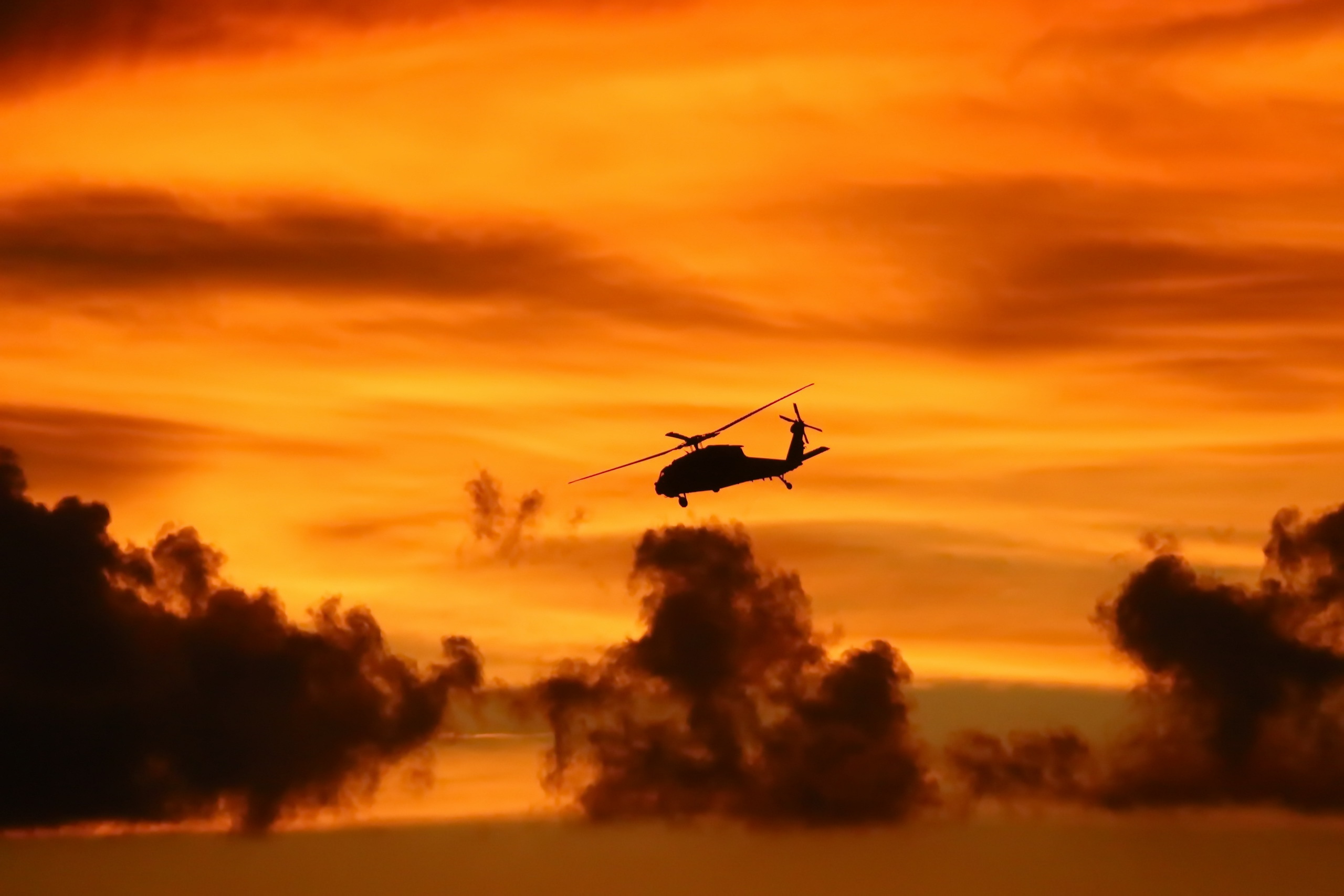 Cloud Helicopter Sunset 2560x1707