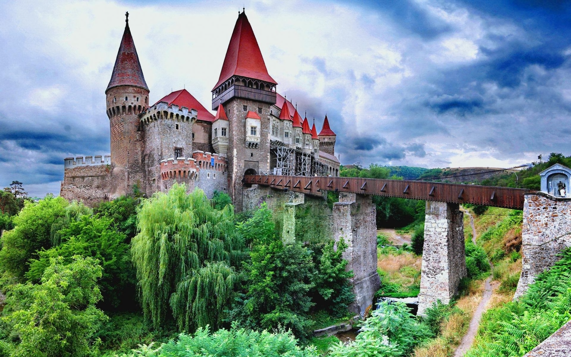 Architecture Bridge Castle Hunedoara Castle Man Made Romania 1920x1200
