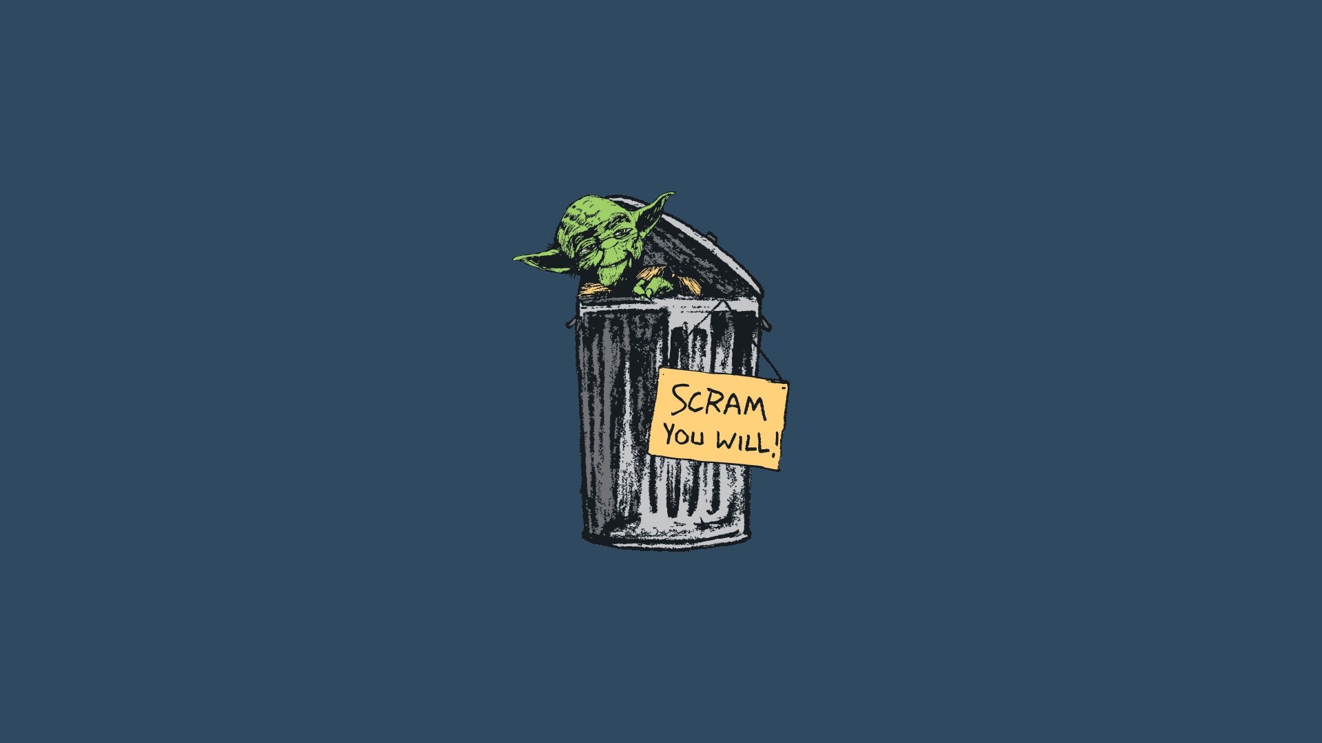 Blue Funny Humor Sadic Star Wars Trashcan Yoda 1920x1080