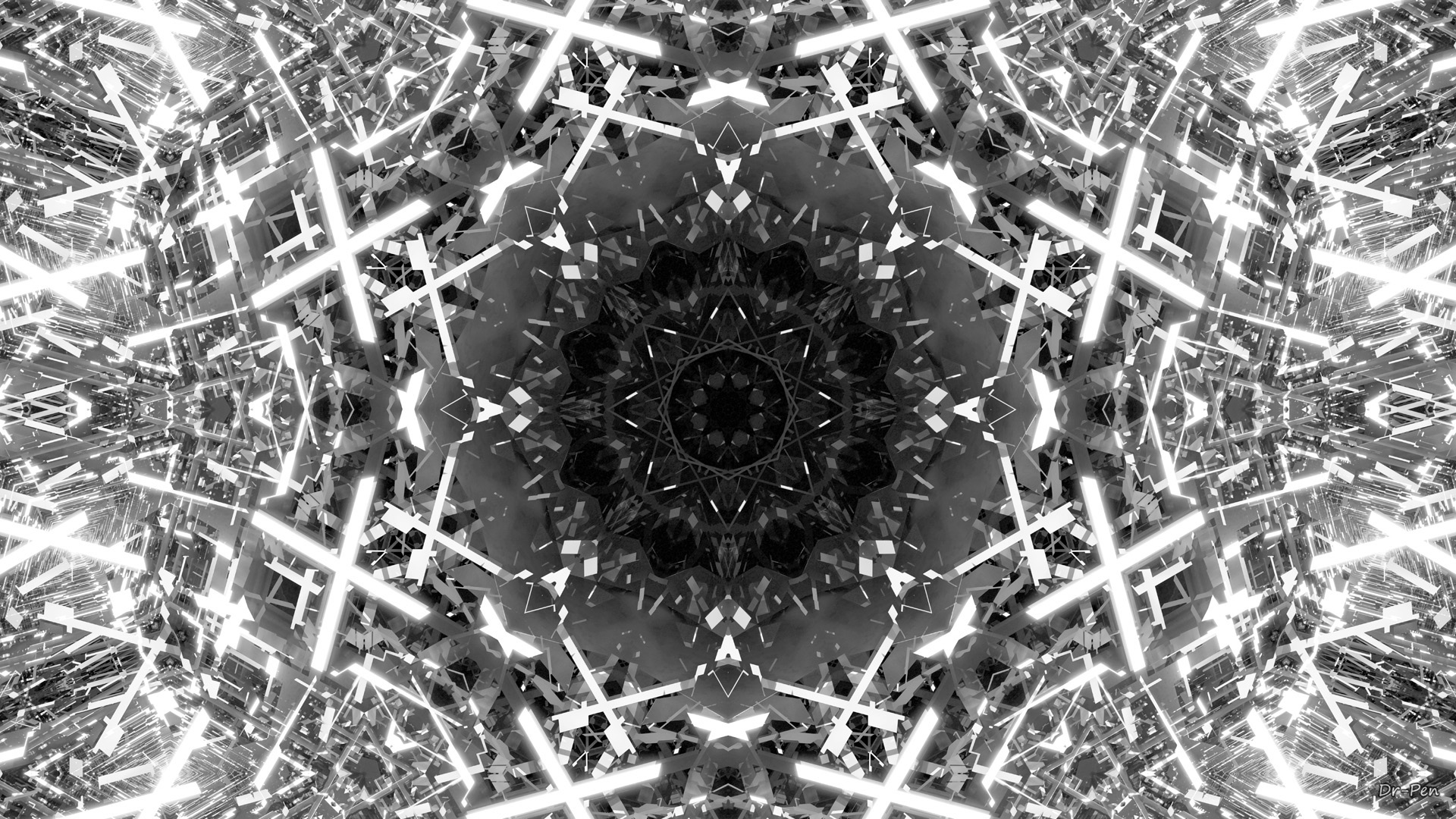 Abstract Artistic Black Amp White Digital Art Mandala Manipulation Monochrome 1920x1080