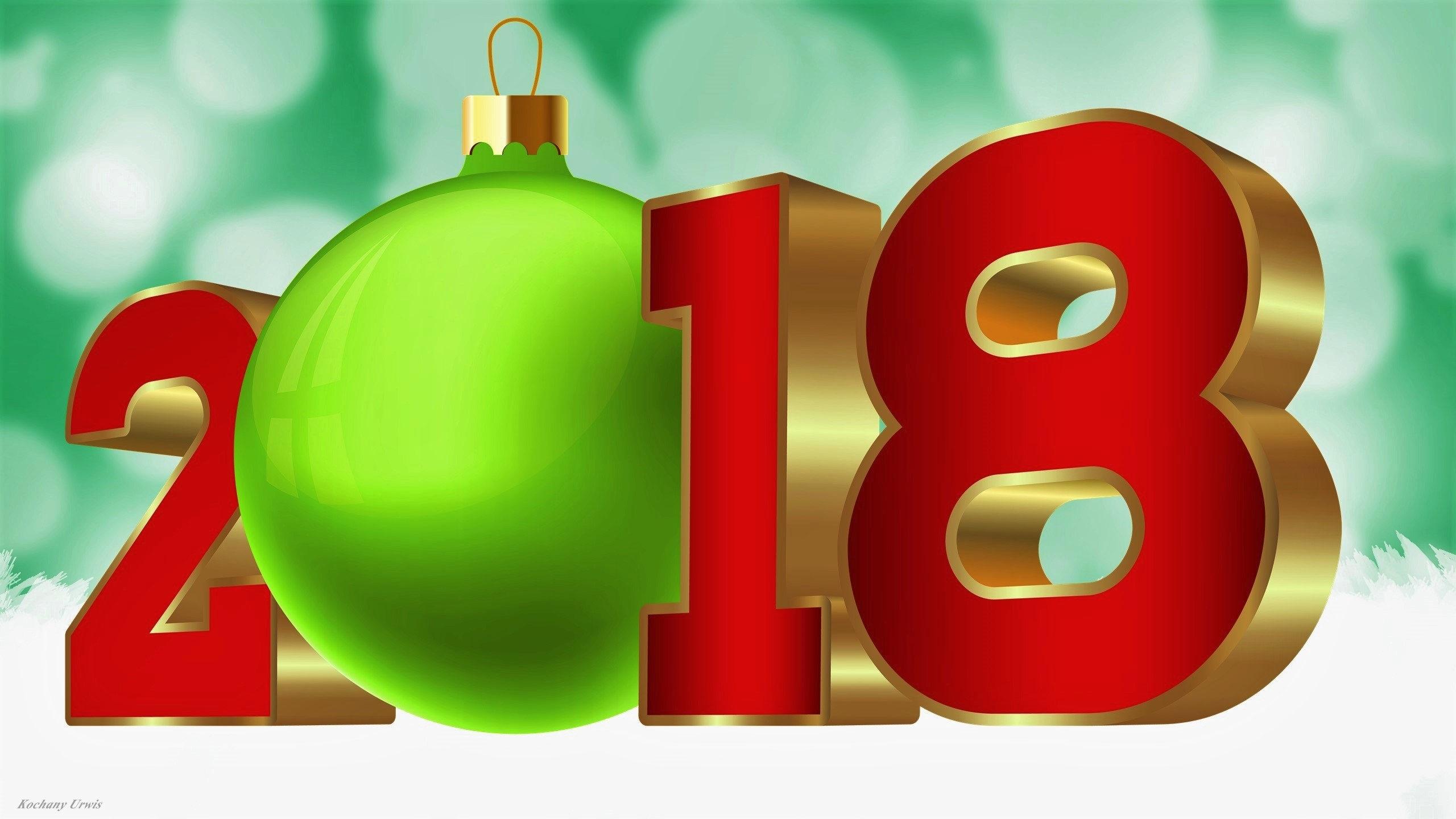 Christmas Ornaments Green Holiday New Year New Year 2018 Red 2560x1440