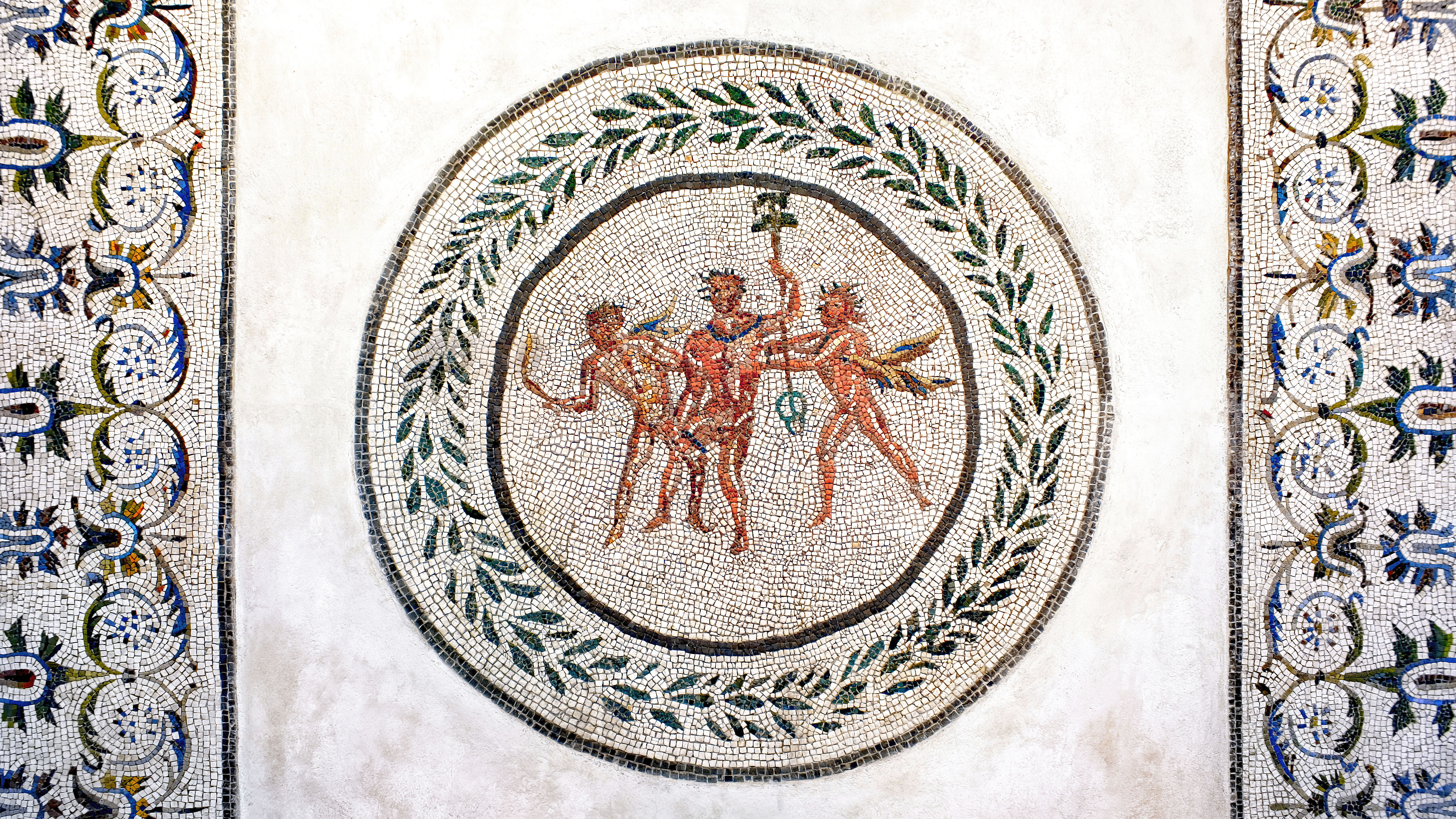 Rome Mosaic Classic Art Roman Mythology Greek Mythology Dionysos Satyr Dionysos And Satyrs With Laur 8000x4500