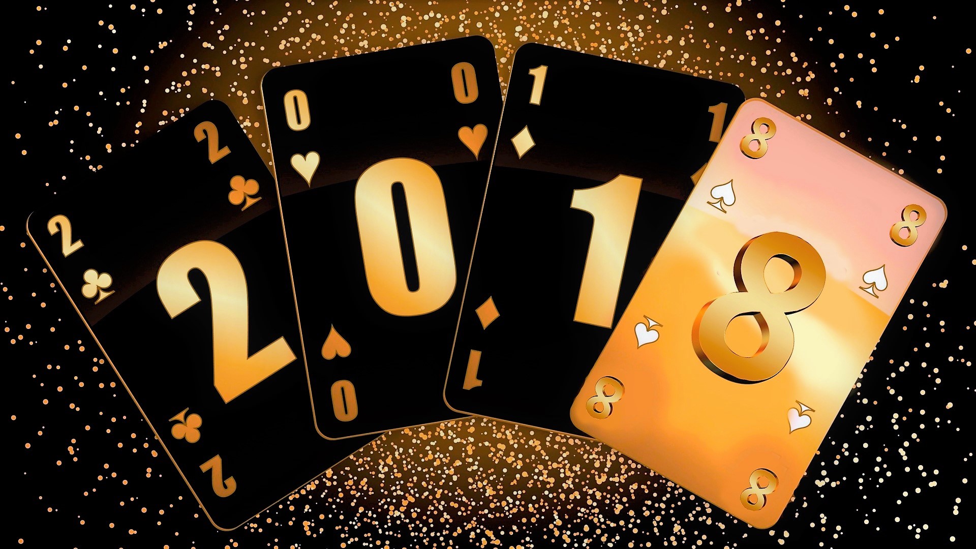 Card New Year New Year 2018 Silver Sparkles 1920x1080