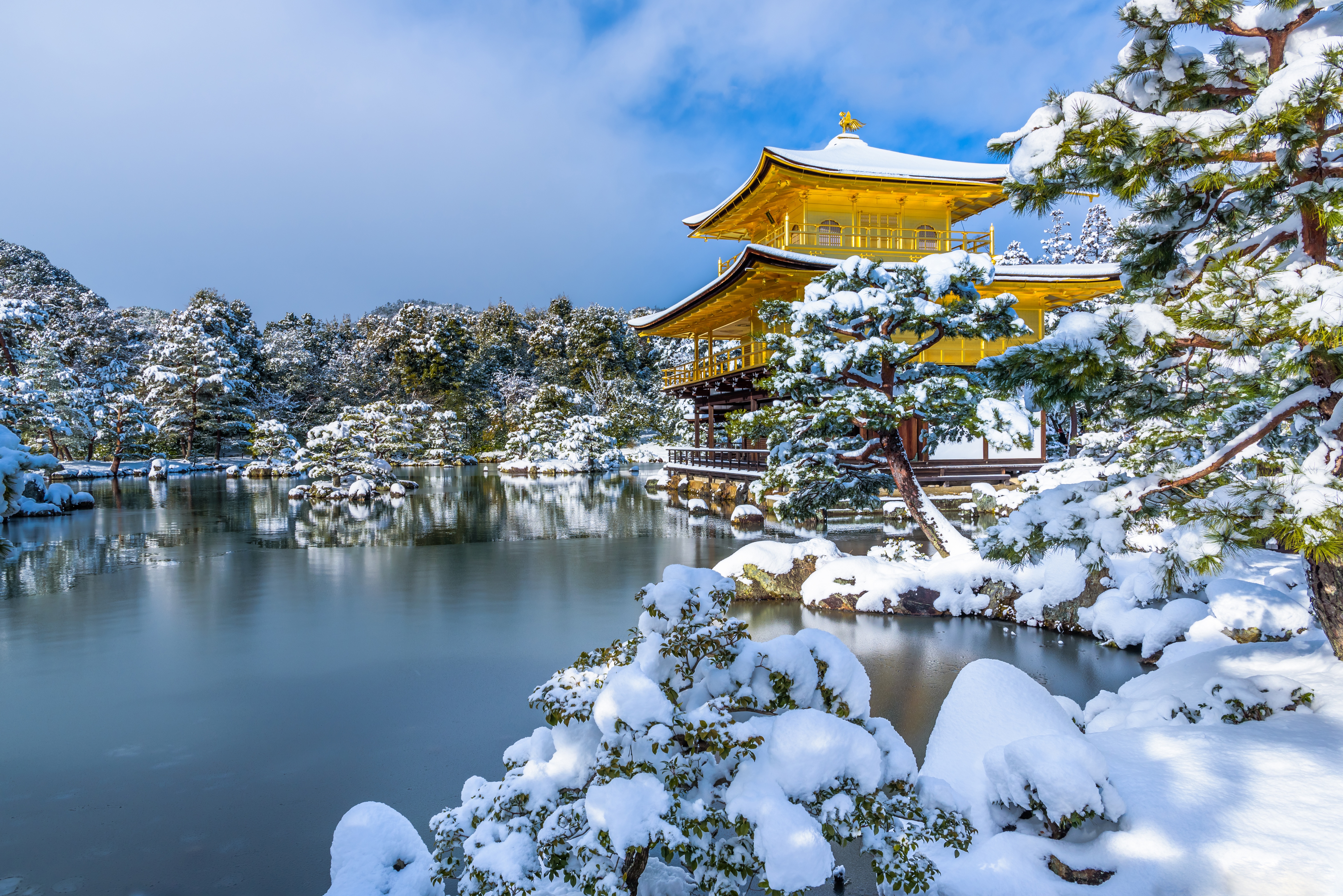 Japan Lake Pagoda Snow Winter 6016x4016
