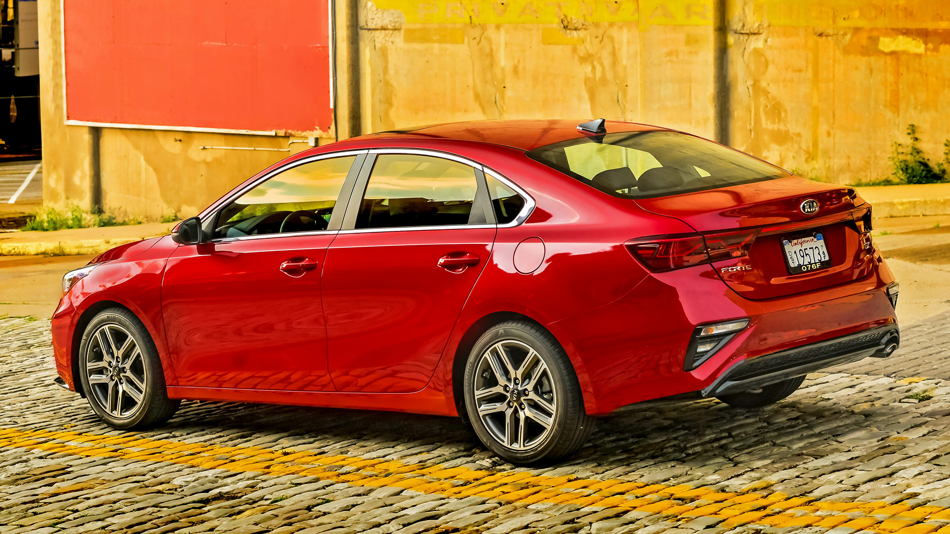 Car Compact Car Kia Forte Ex Red Car Sedan 1920x1080