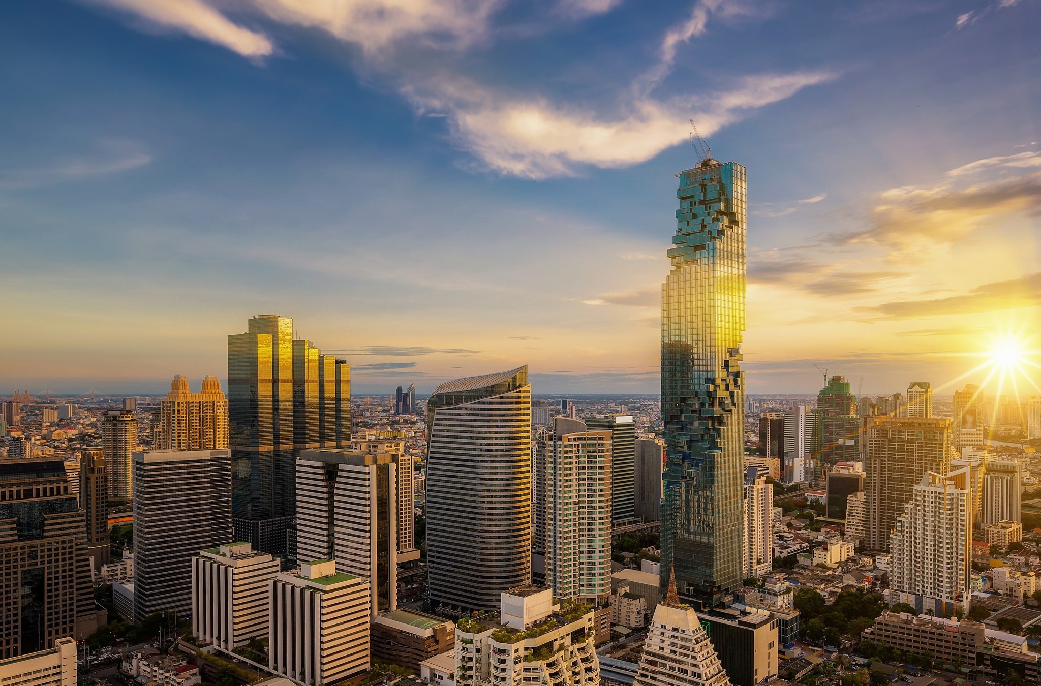 Bangkok Building City Cityscape Skyscraper Sunrise Thailand 2048x1350